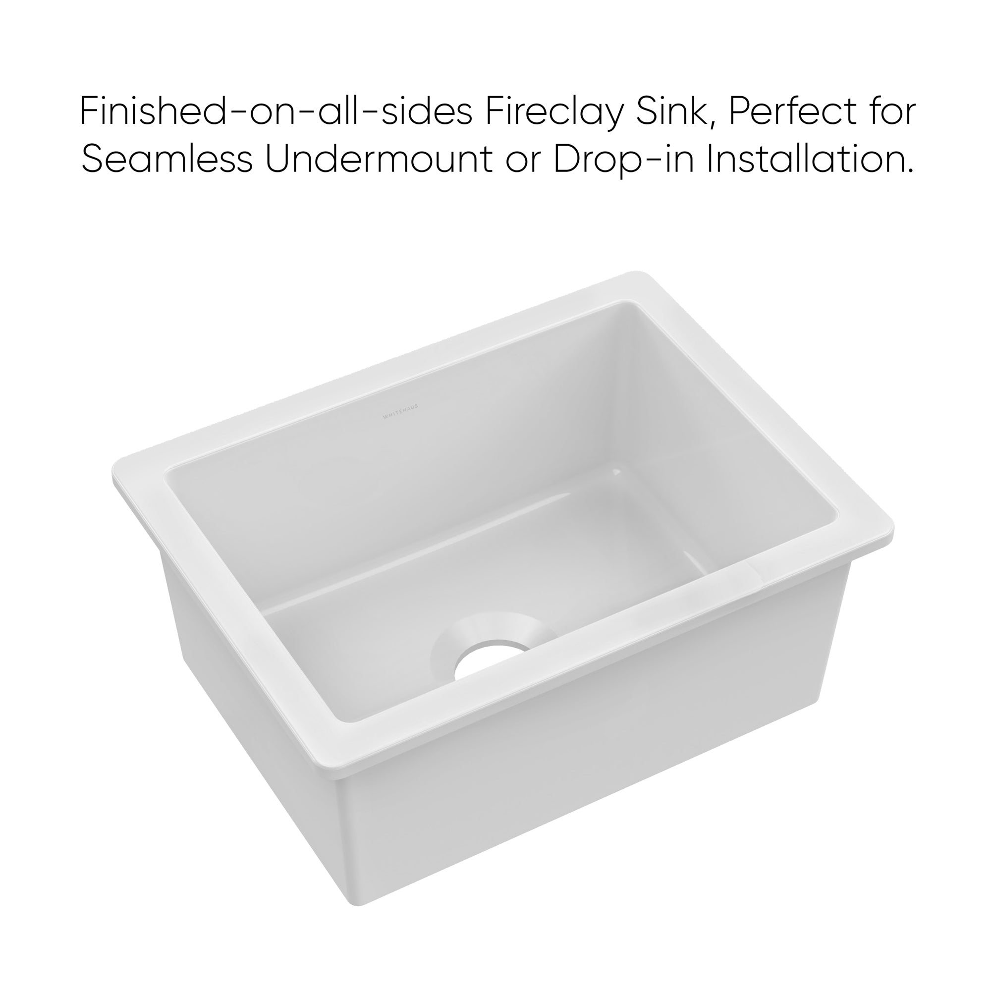 Whitehaus Collection Undermount/Drop-in Fireclay Kitchen Sinks, Stainless Steel Grid Included