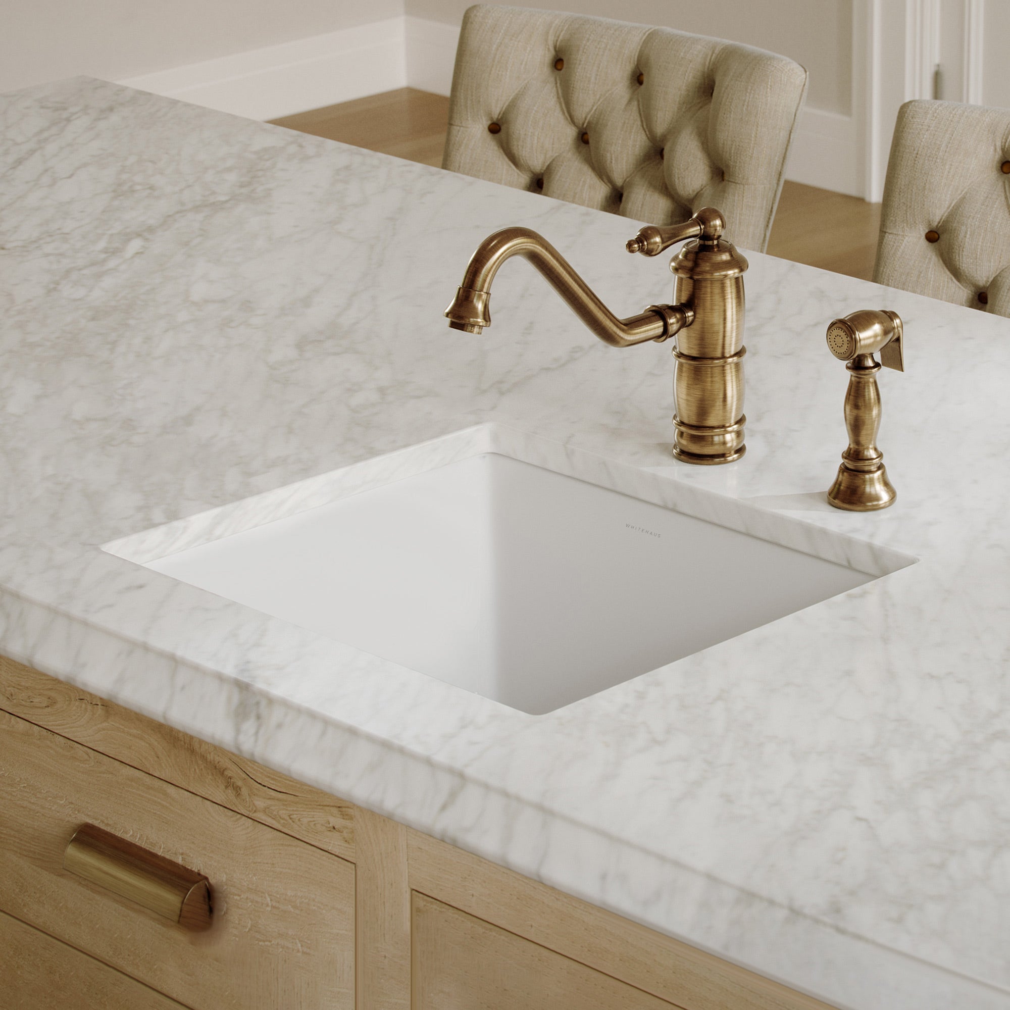 Whitehaus Collection Undermount/Drop-in Fireclay Kitchen Sinks, Stainless Steel Grid Included