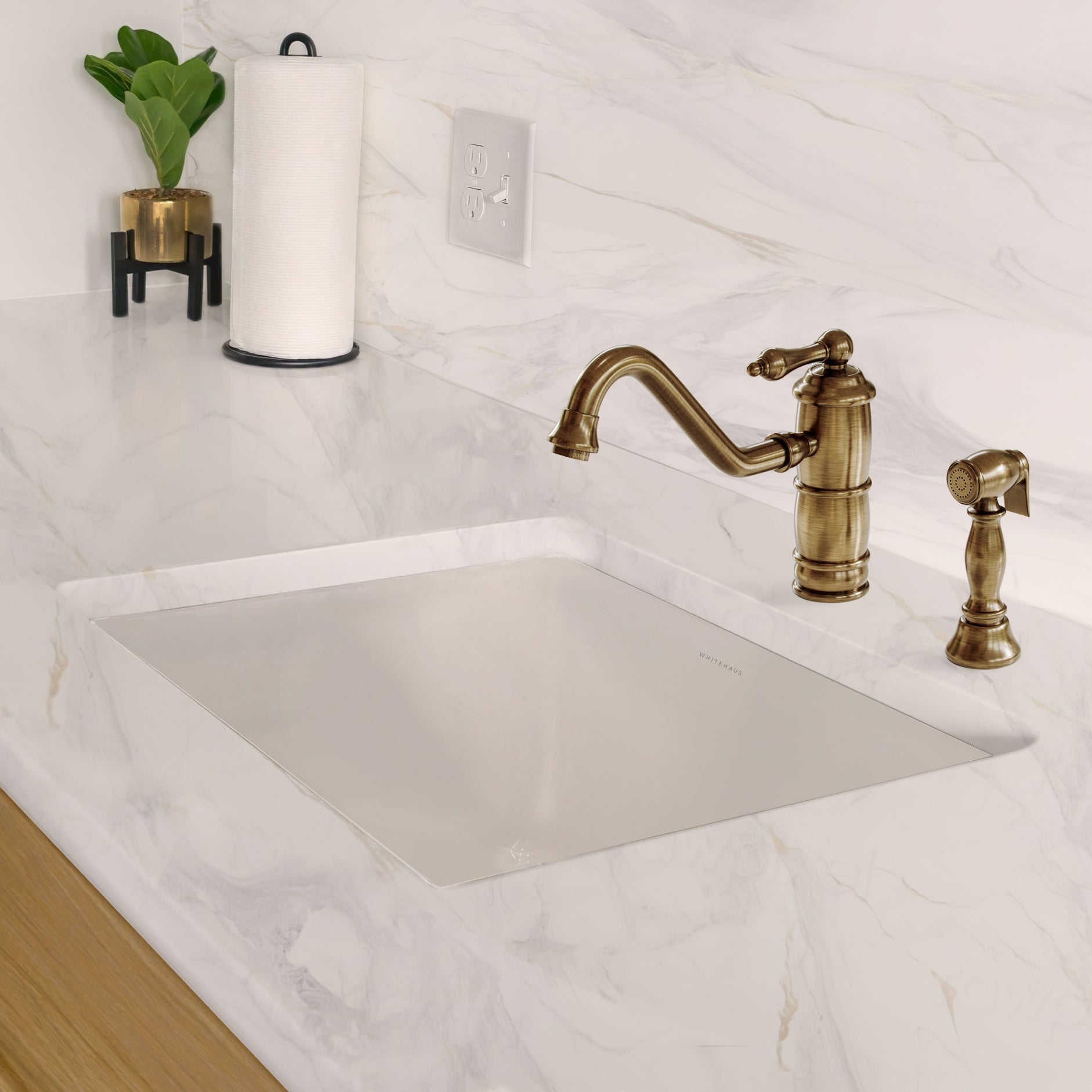 Whitehaus Collection Undermount/Drop-in Fireclay Kitchen Sinks, Stainless Steel Grid Included