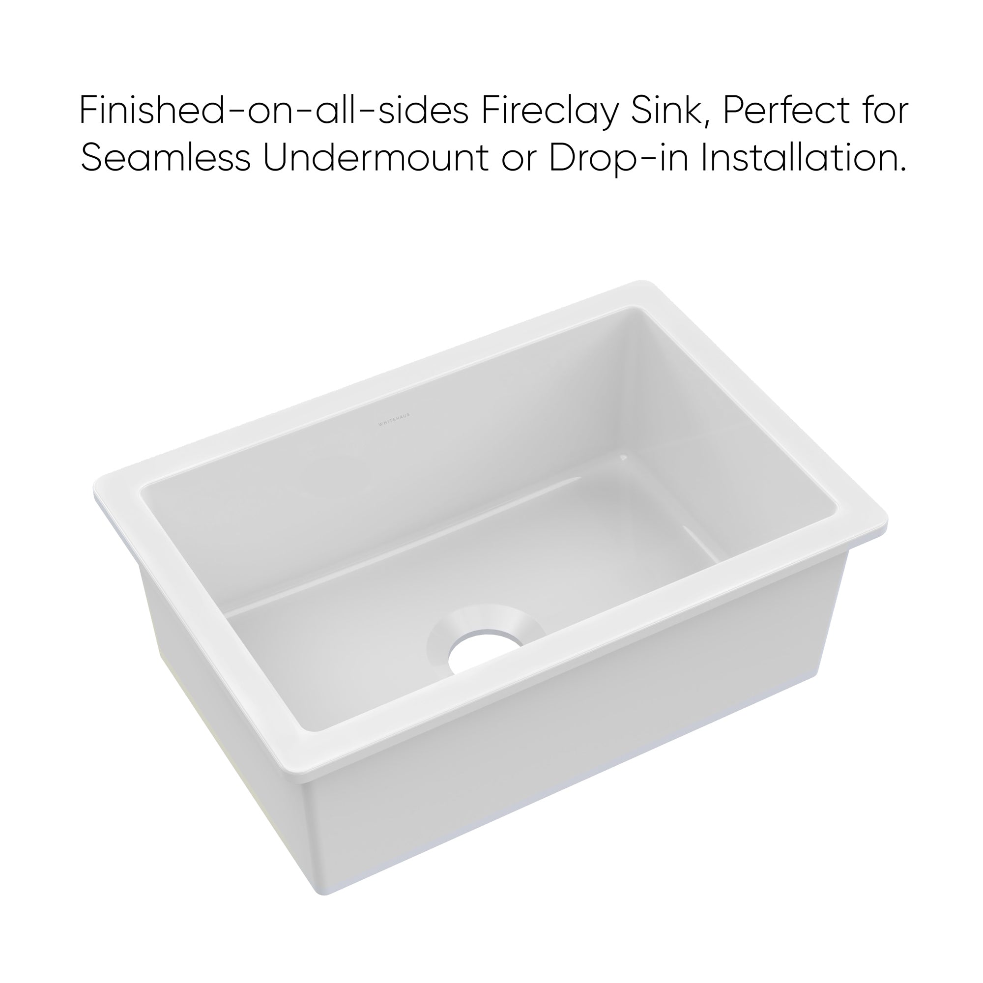 Whitehaus Collection Undermount/Drop-in Fireclay Kitchen Sinks, Stainless Steel Grid Included