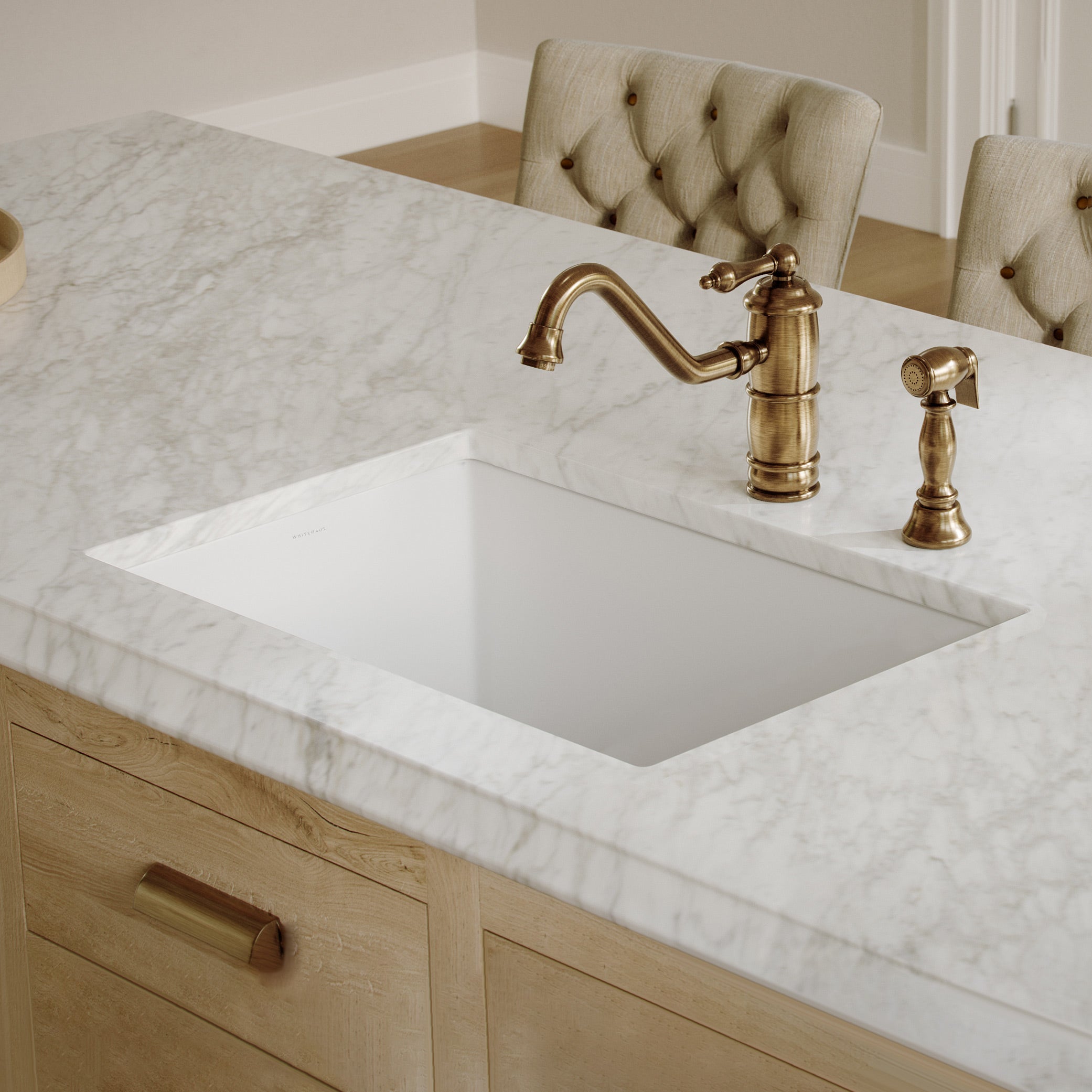 Whitehaus Collection Undermount/Drop-in Fireclay Kitchen Sinks, Stainless Steel Grid Included