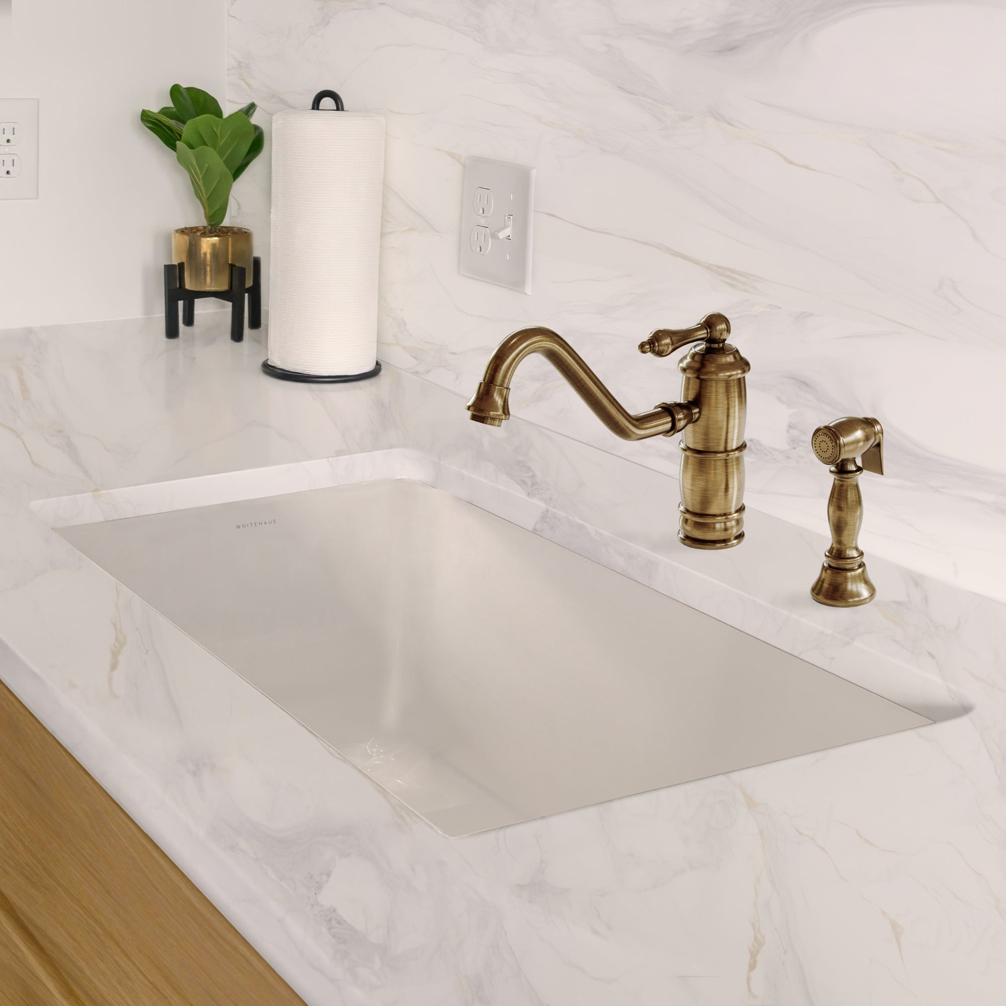 Whitehaus Collection Undermount/Drop-in Fireclay Kitchen Sinks, Stainless Steel Grid Included