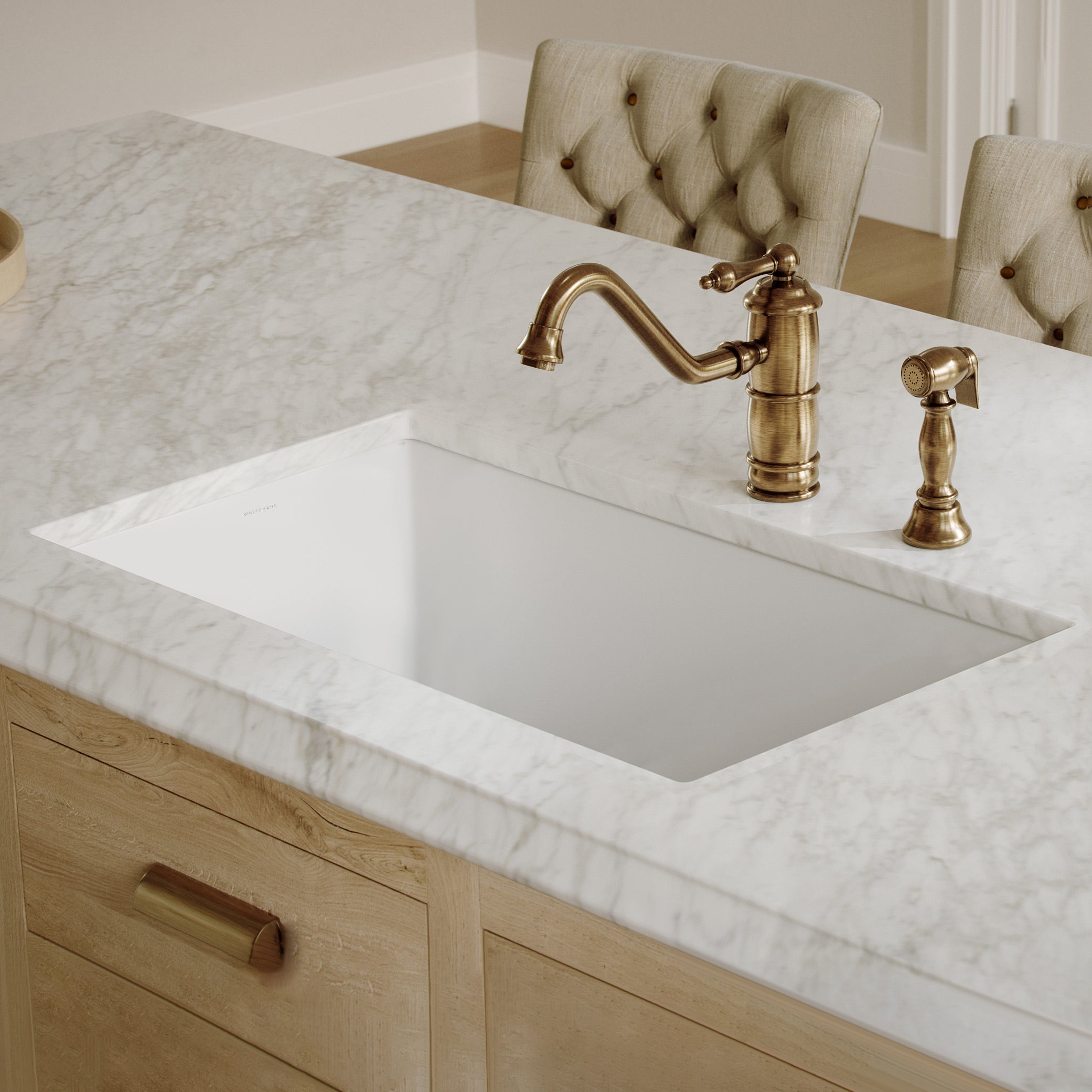 Whitehaus Collection Undermount/Drop-in Fireclay Kitchen Sinks, Stainless Steel Grid Included