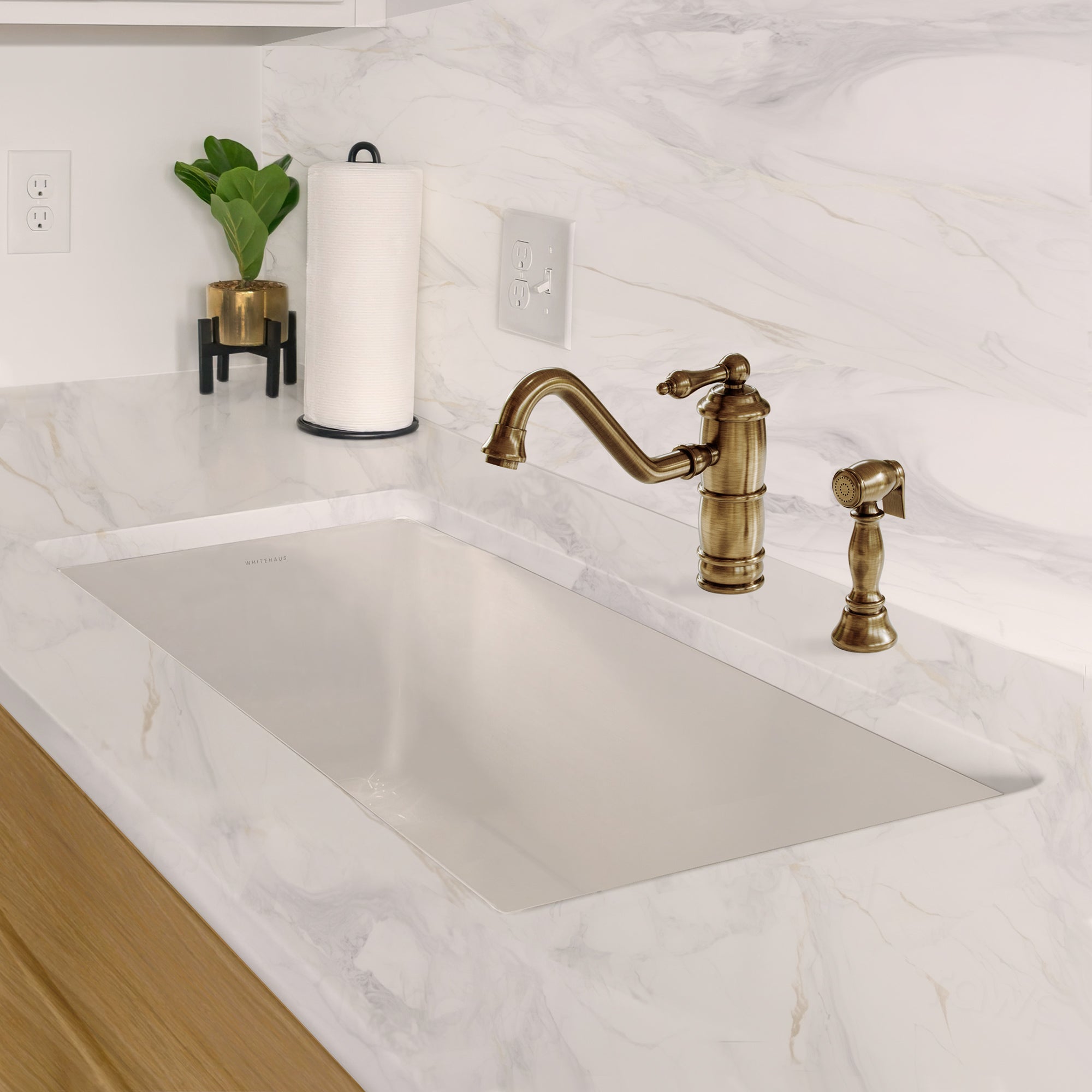 Whitehaus Collection Undermount/Drop-in Fireclay Kitchen Sinks, Stainless Steel Grid Included