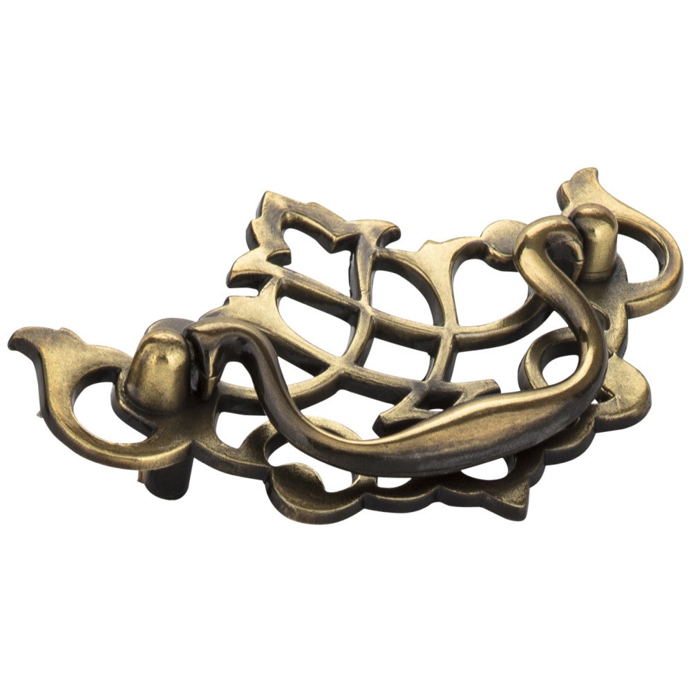 Hardware Resources 3" Center-to-Center Brushed Antique Brass Baroque Kingsport Cabinet Drop Pull