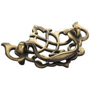 Hardware Resources 3" Center-to-Center Brushed Antique Brass Baroque Kingsport Cabinet Drop Pull