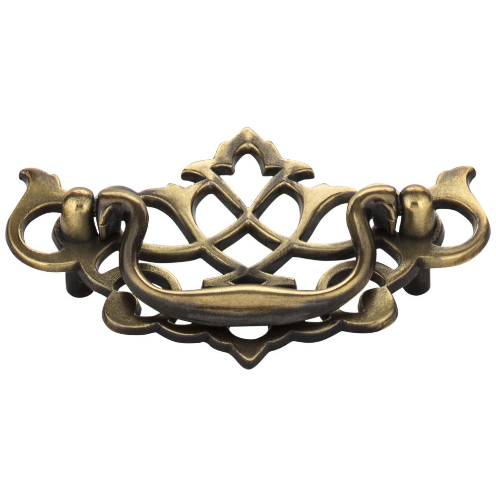 Hardware Resources 3" Center-to-Center Brushed Antique Brass Baroque Kingsport Cabinet Drop Pull
