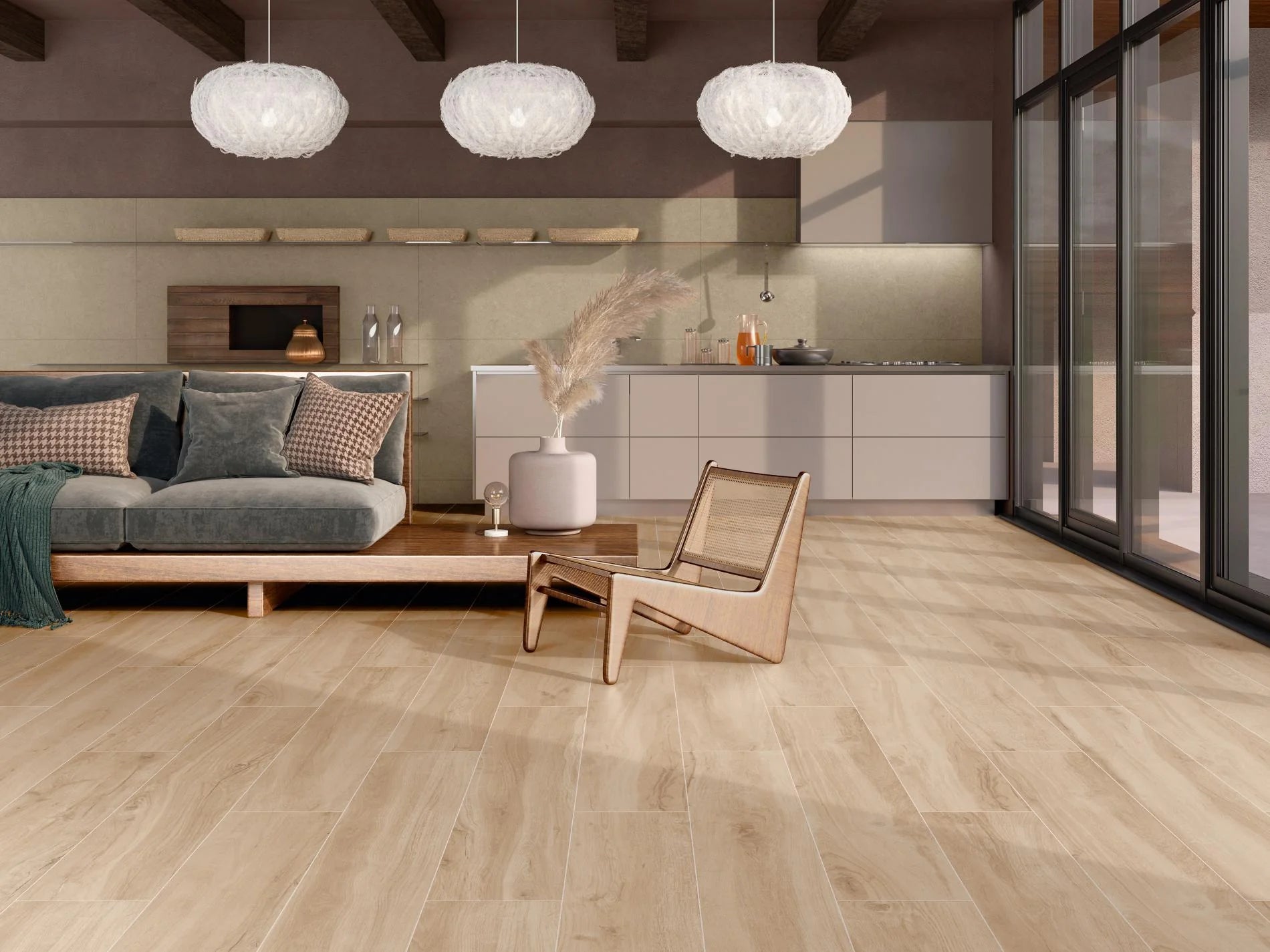 Wood Row Honey Tile Collection – Plank, Hexagon, Chevron & Wall Tile