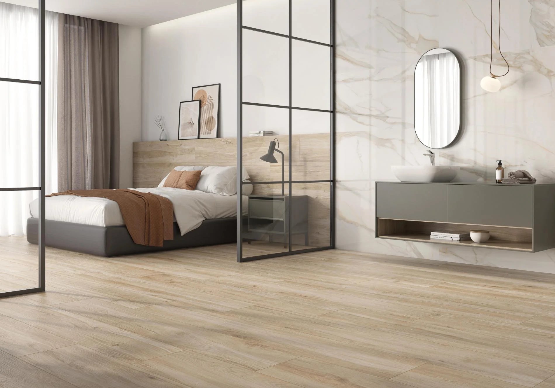 Wood Row Honey Tile Collection – Plank, Hexagon, Chevron & Wall Tile