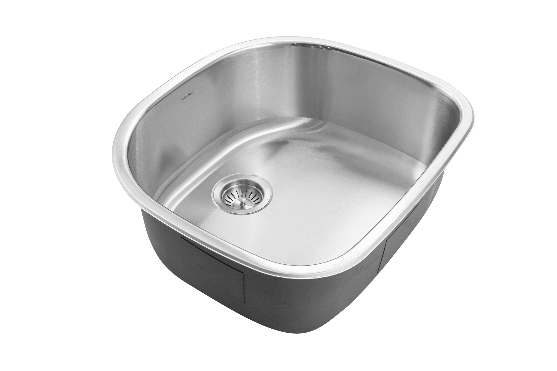 Houzer Medallion Designer 24" Stainless Steel Undermount Single D Bowl Kitchen Sink with Strainer
