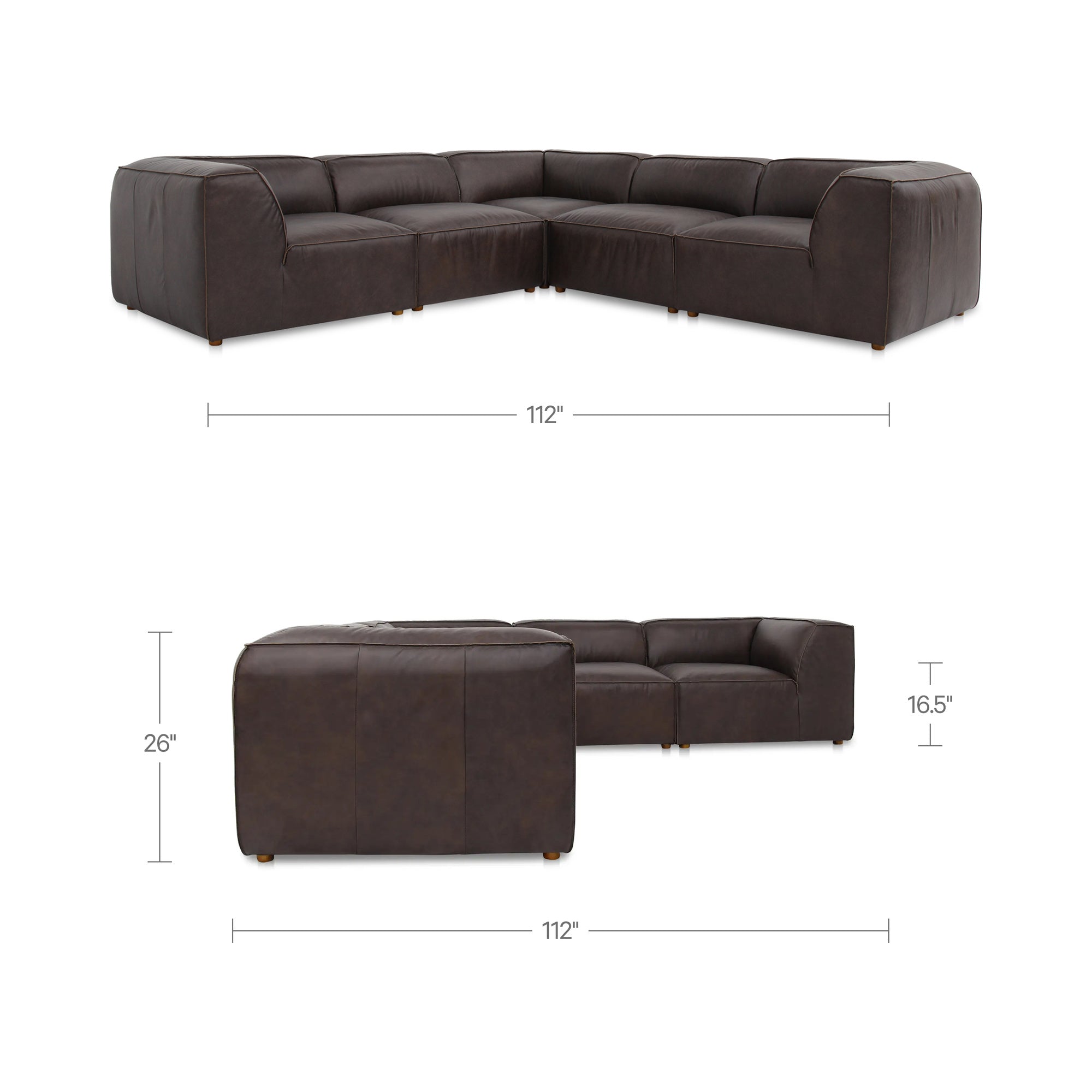 Moes Form Classic L-Shaped Modular Sectional Espresso Brown XQ-1007-20