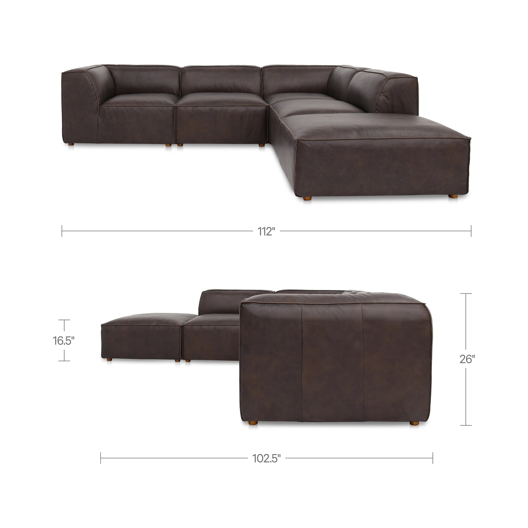 Moes Form Dream Modular Sectional Espresso Brown XQ-1008-20
