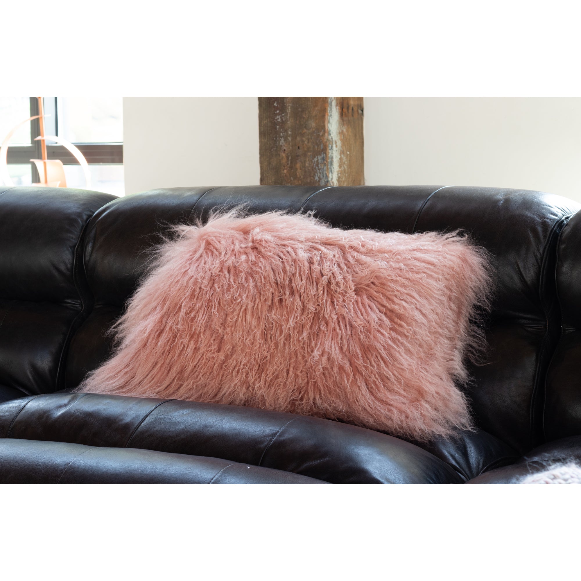 Moes Lamb Fur Pillow Pink XU-1001-33