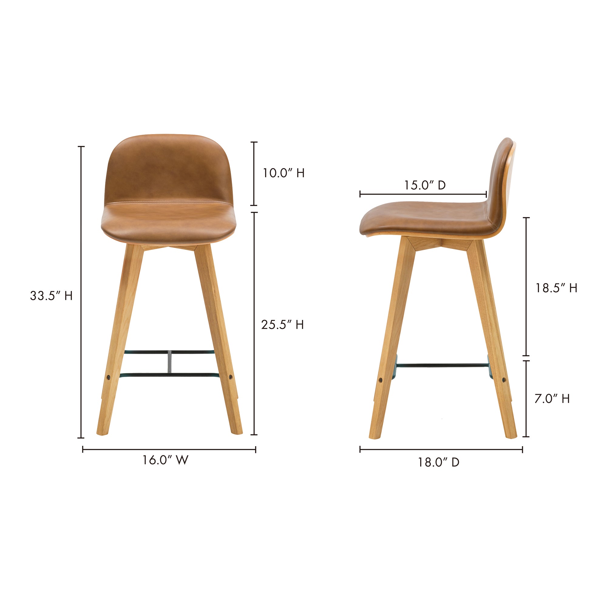 Moes Napoli Leather Counter Stool YC-1020-40