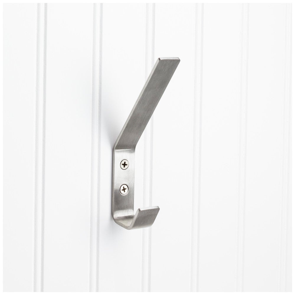 Hardware Resources 5-9/16" Modern Double Prong Wall Mounted Stainless Steel Hook