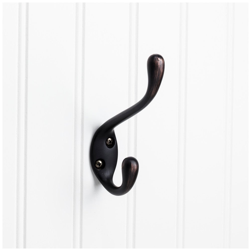Hardware Resources 4-1/2" Large Transitional Double Prong Wall Mounted Hook