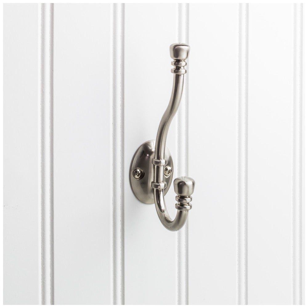 Hardware Resources 5-3/16" Ringed Contemporary Double Prong Wall Mounted Hook
