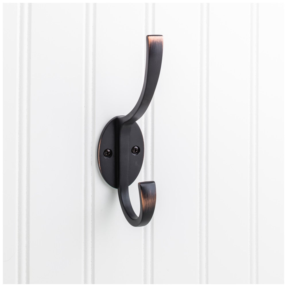 Hardware Resources 5-7/8" Flared Transitional Double Prong Wall Mounted Hook