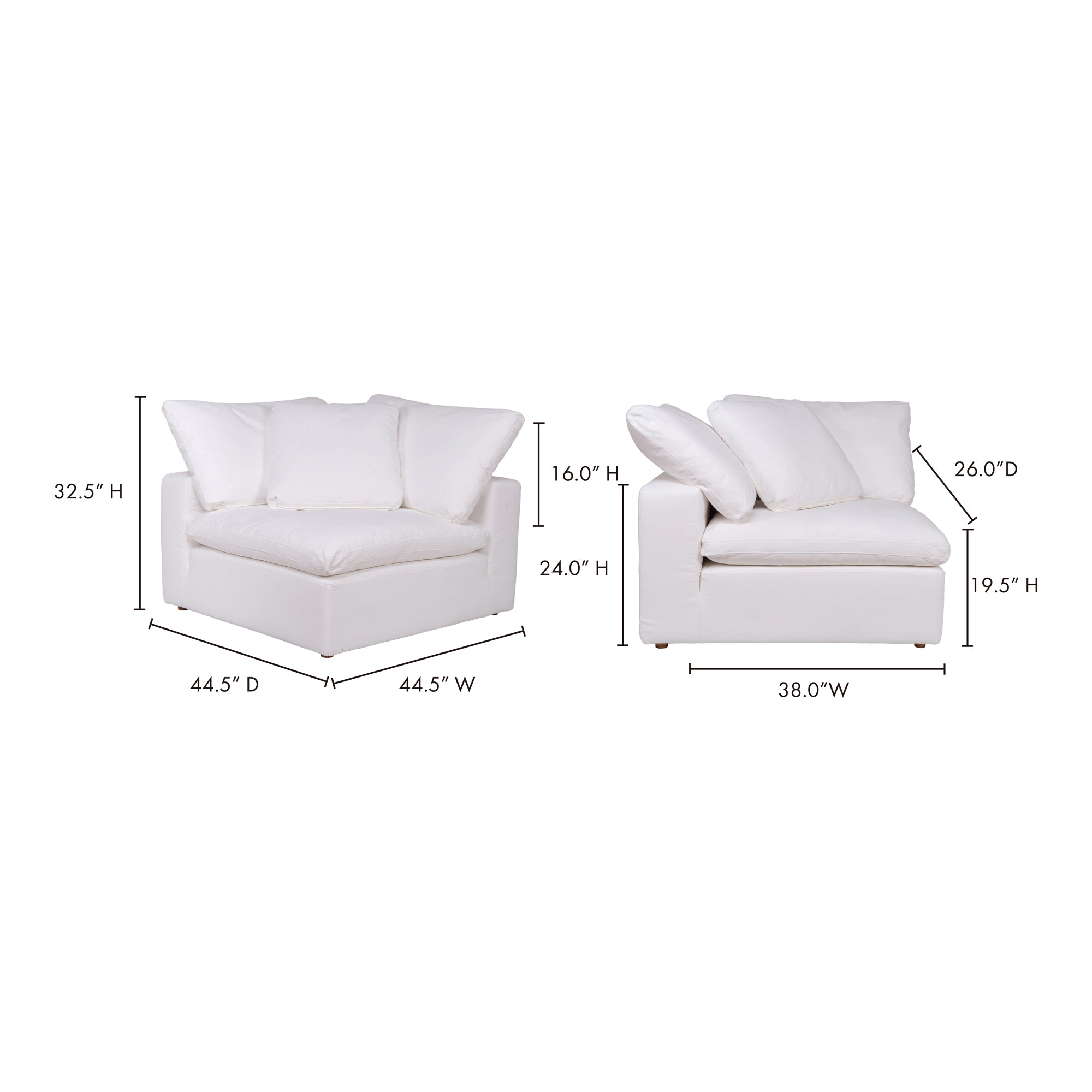 Moes Clay Corner Chair Cream White YJ-1000-05