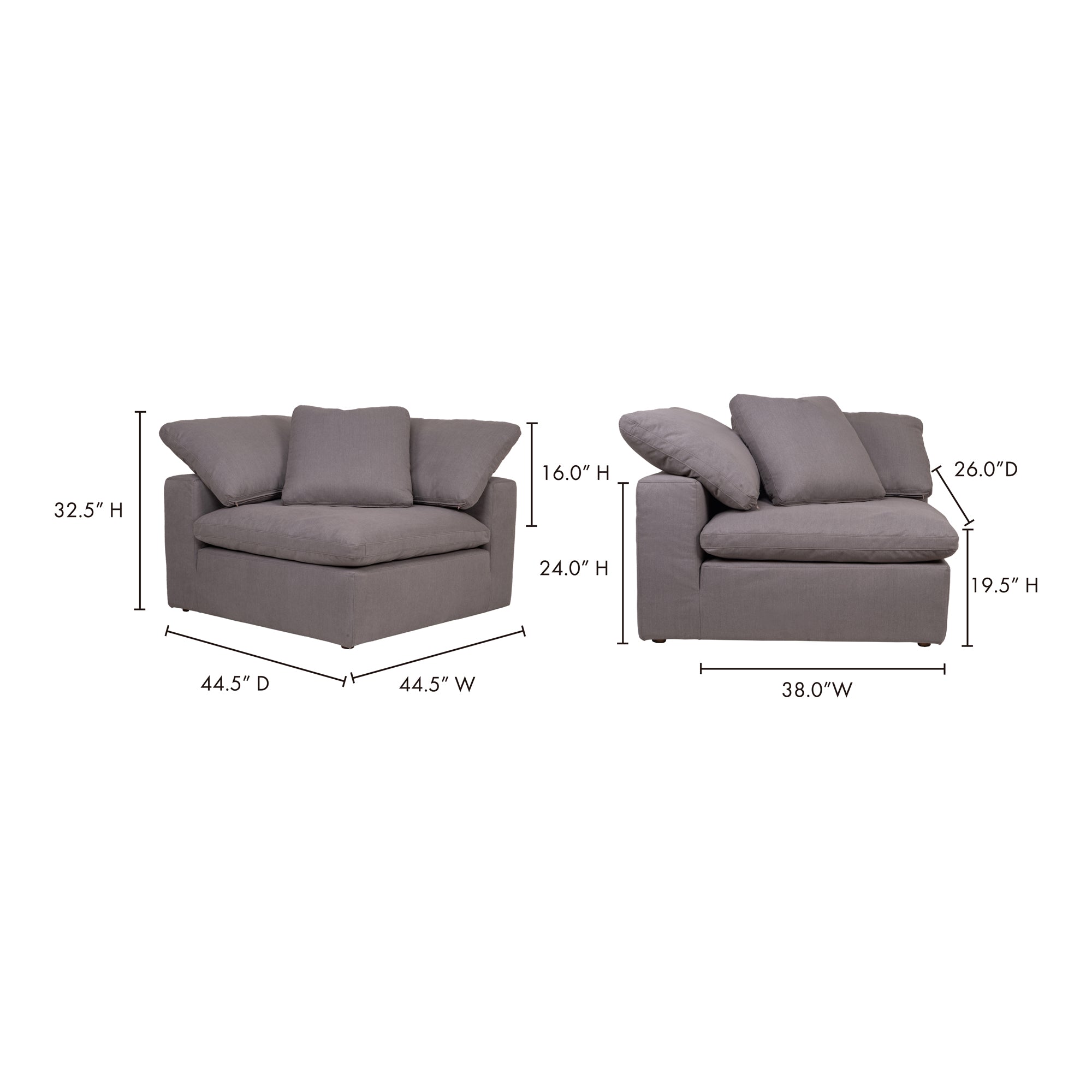 Moes Clay Corner Chair Light Grey YJ-1000-29