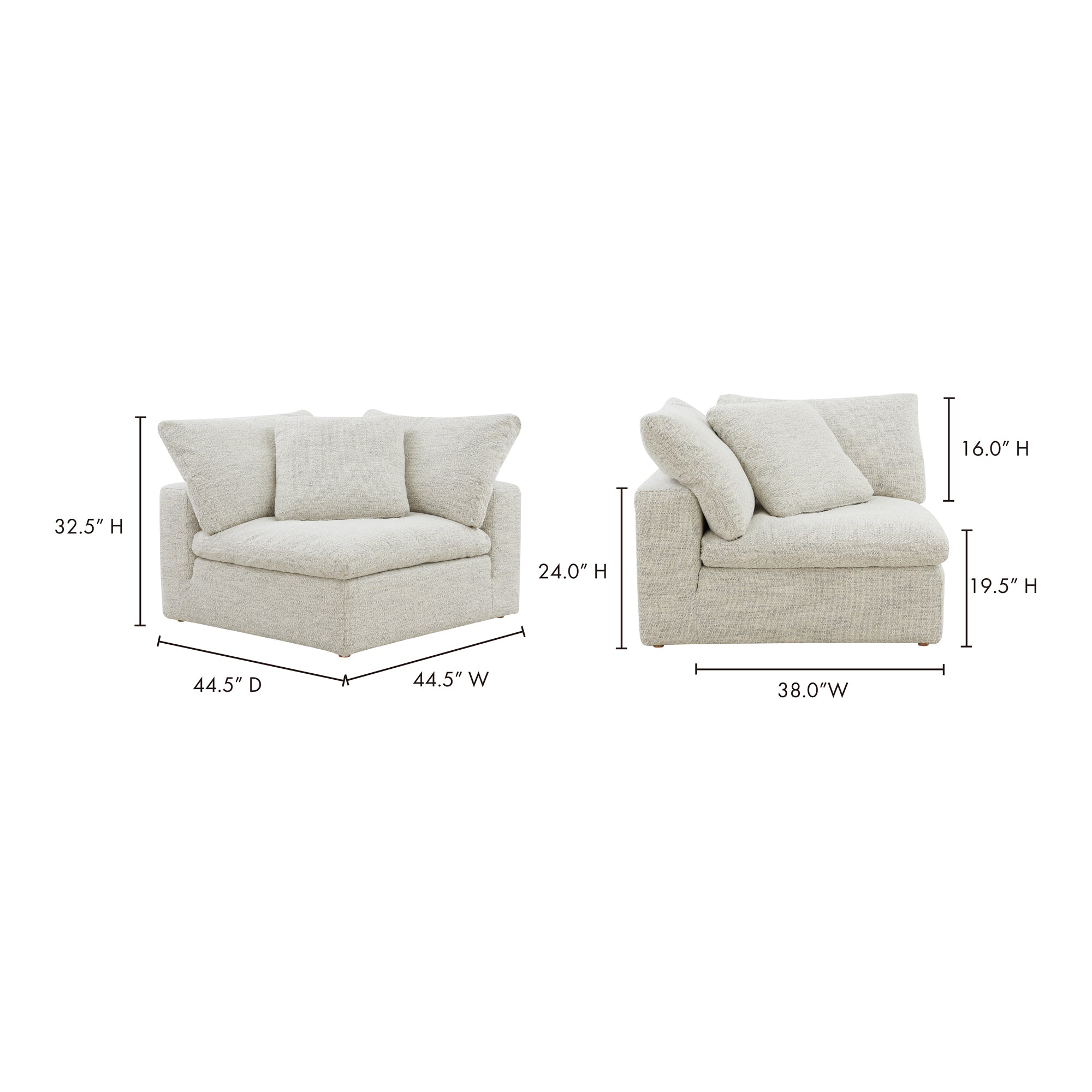 Moes Clay Corner Chair Coastside Sand YJ-1000-49