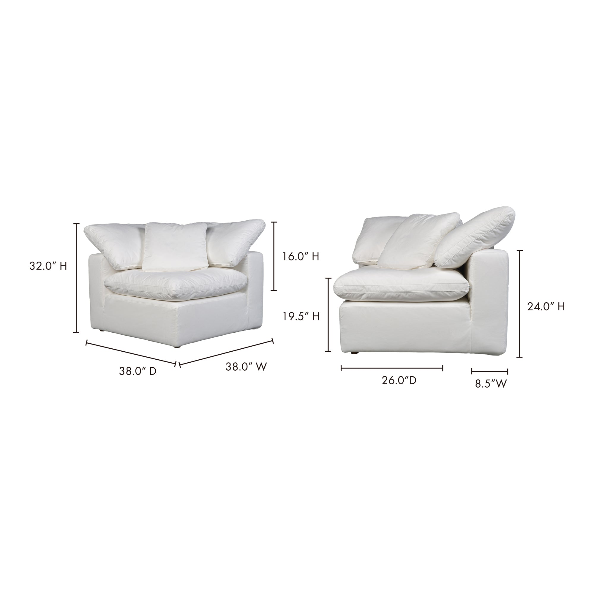 Moes Terra Condo Corner Chair Cream White YJ-1012-05