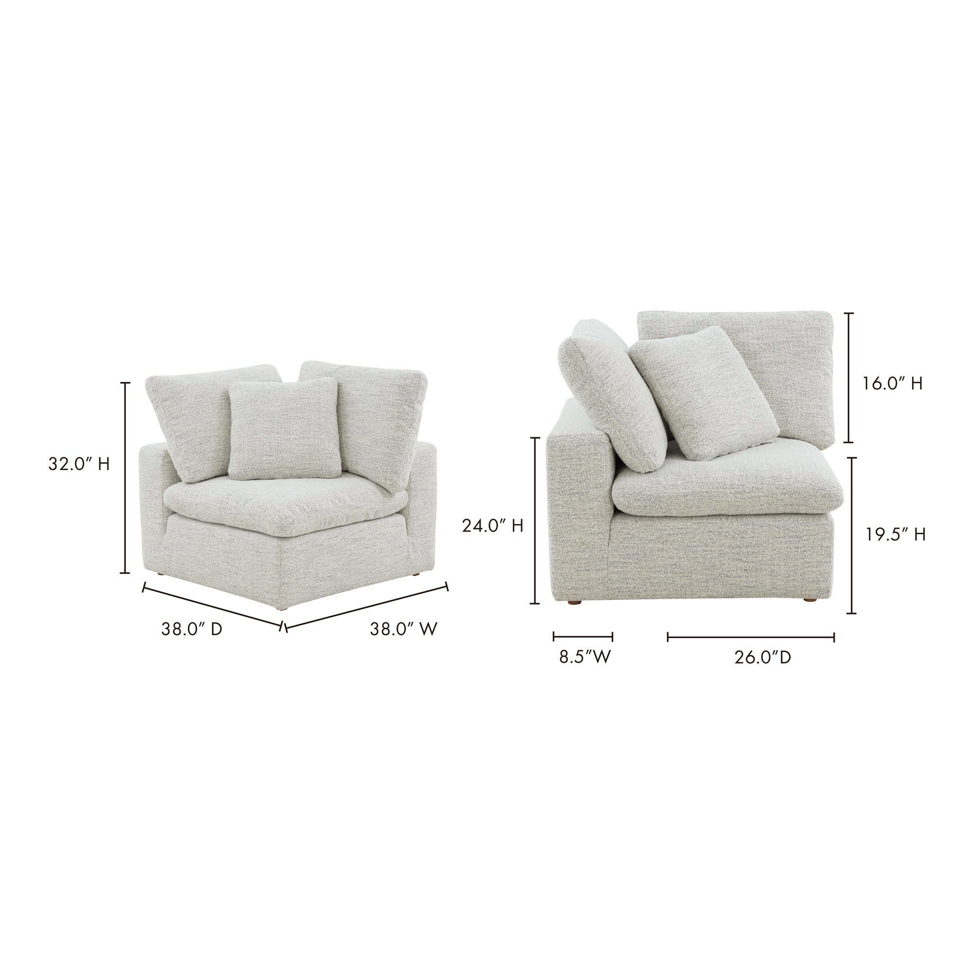 Moes Terra Condo Corner Chair Coastside Sand YJ-1012-49