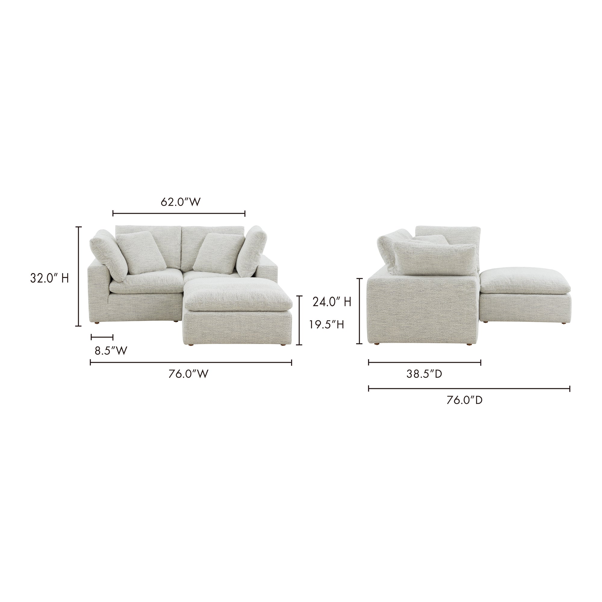 Moes Terra Condo Nook Modular Sectional Coastside Sand YJ-1016-49