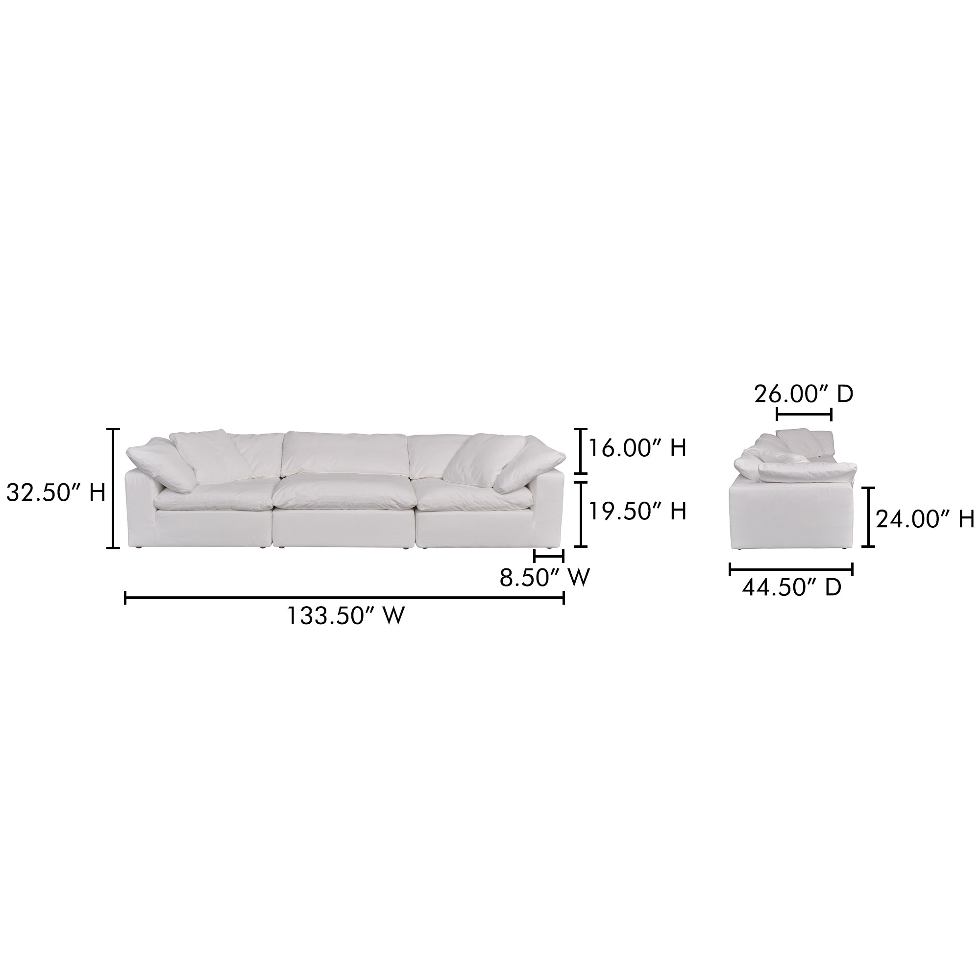 Moes Clay Modular Sofa Cream Cream White YJ-1026-05