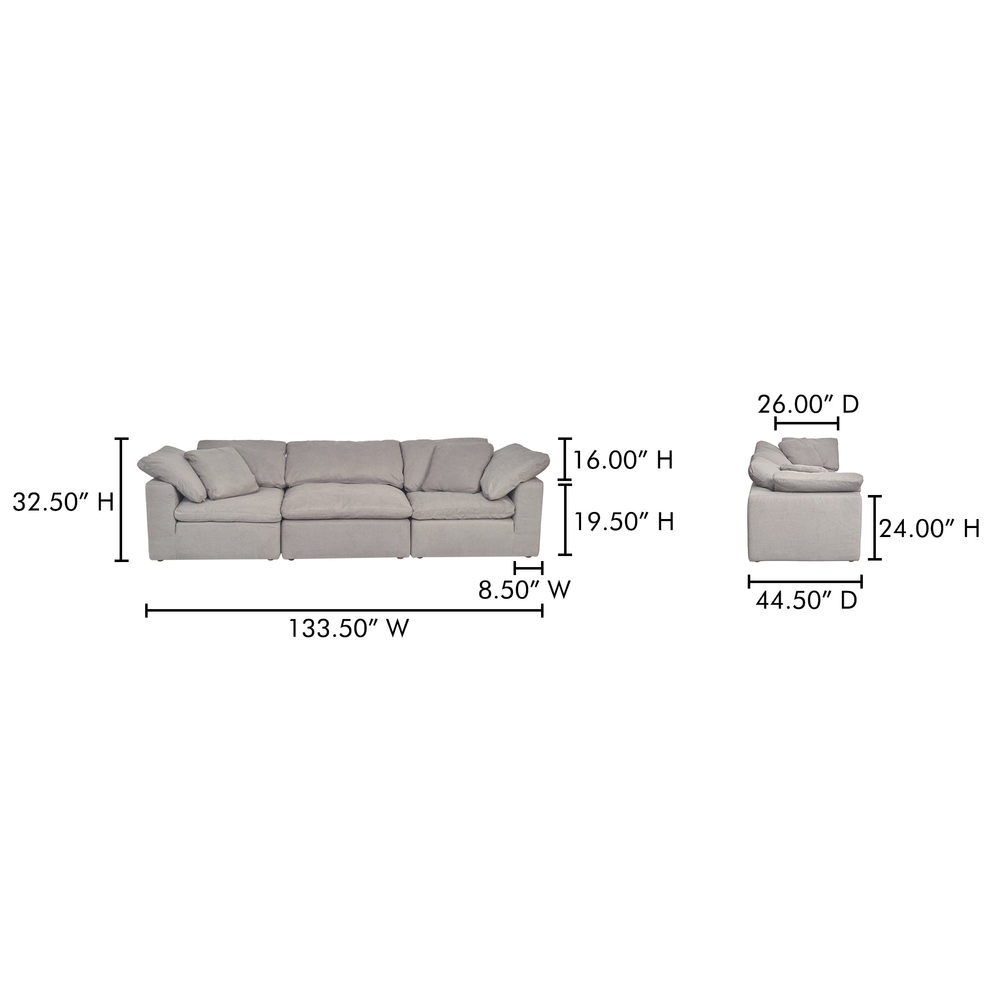 Moes Clay Modular Sofa Light Grey YJ-1026-29