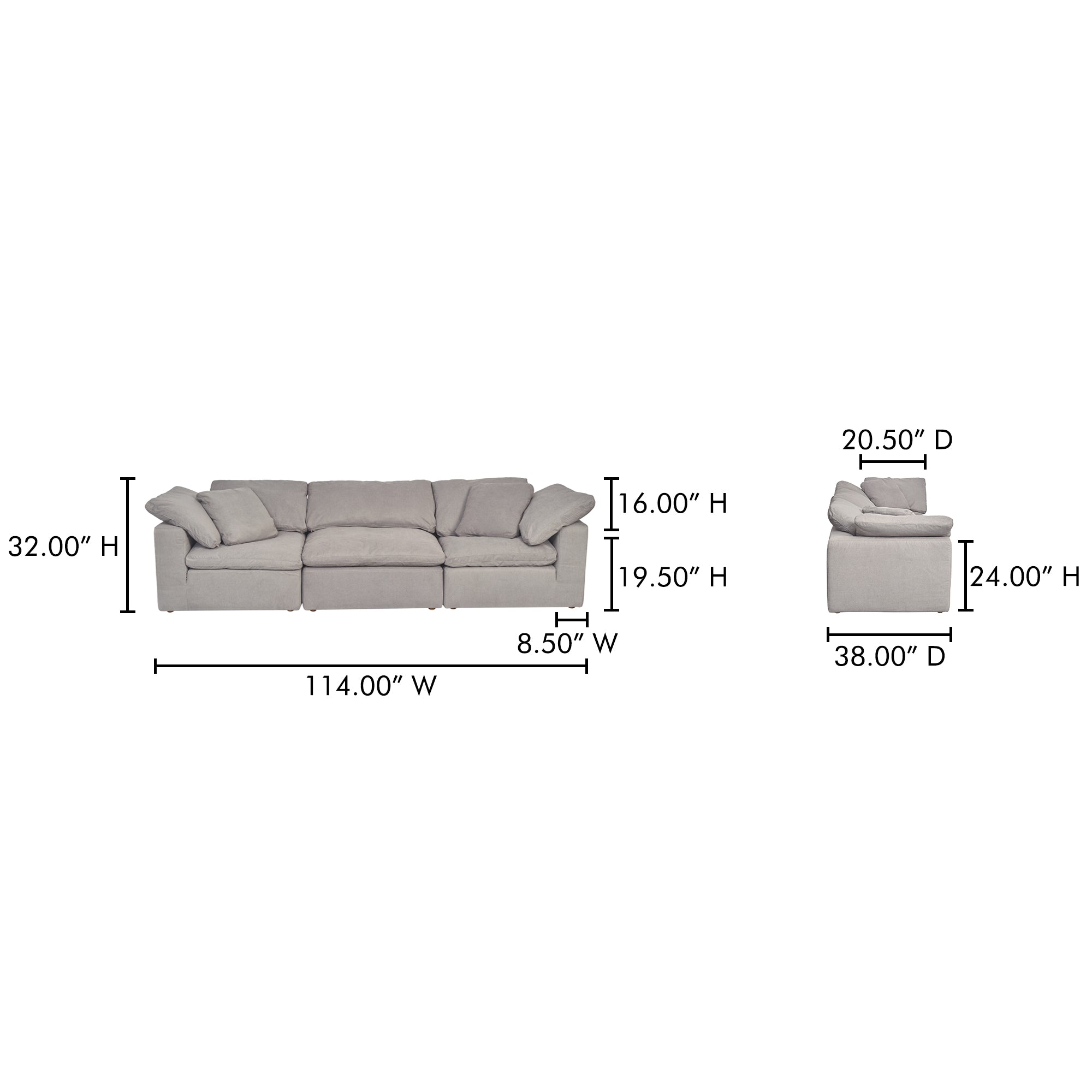 Moes Terra Modular Sofa Light Grey YJ-1027-29