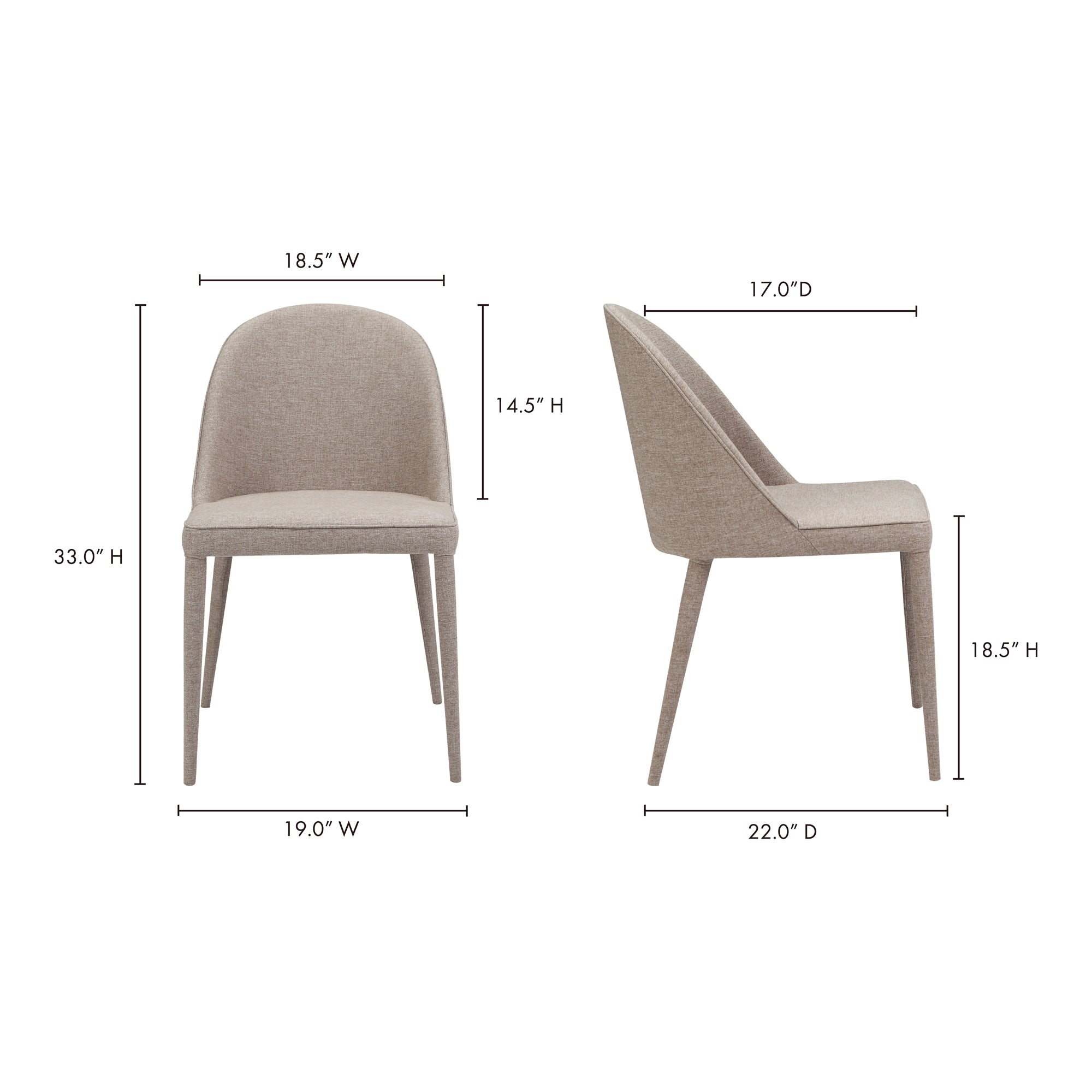 Moes Burton Dining Chair Light Grey - Set Of Two YM-1001-26