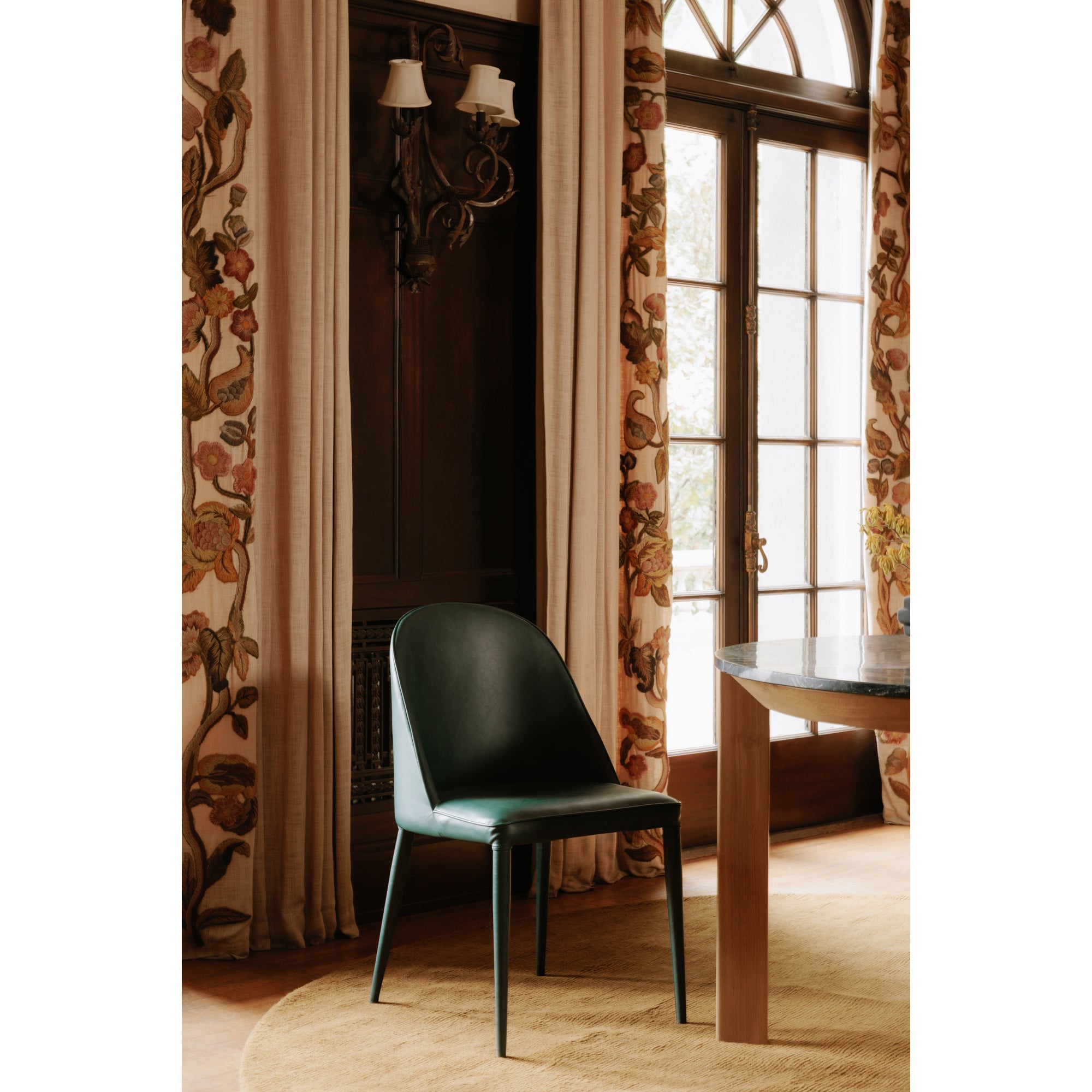 Moes Burton Dining Chair Dark Teal Vegan Leather - Set Of Two YM-1002-36