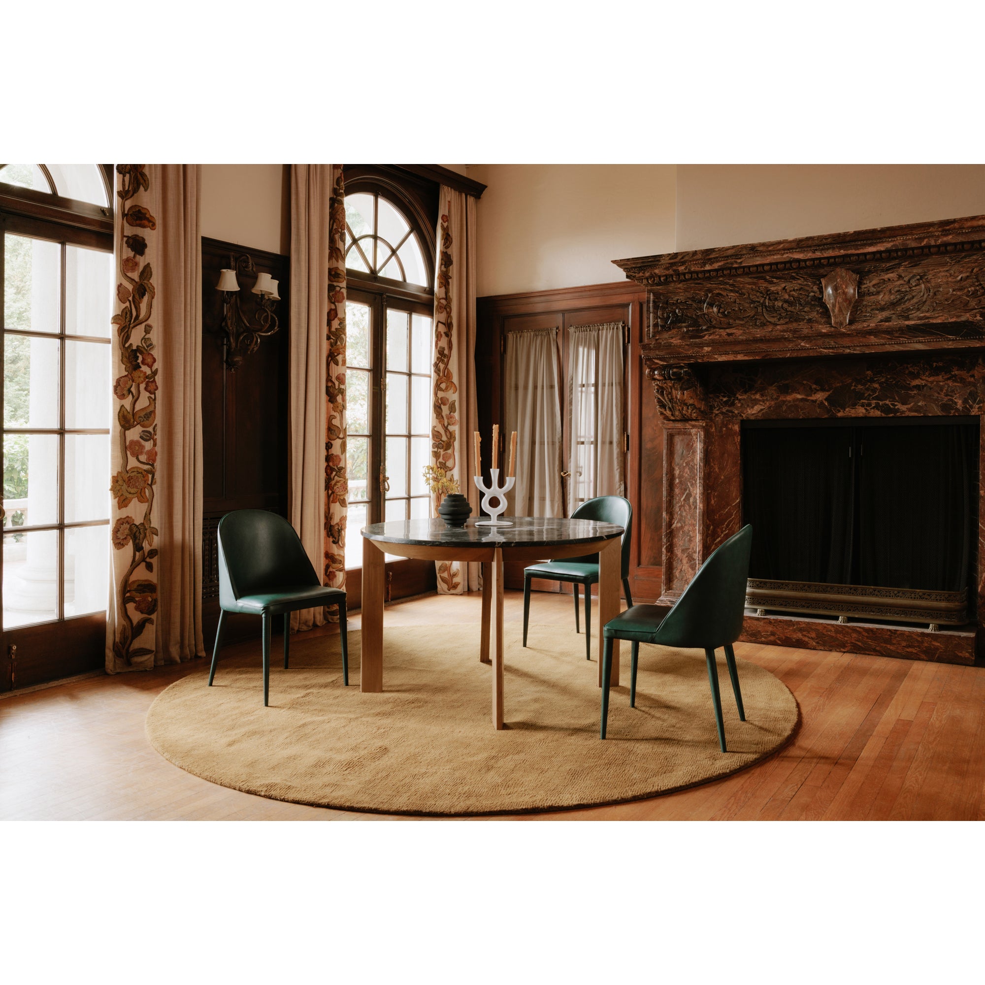 Moes Burton Dining Chair Dark Teal Vegan Leather - Set Of Two YM-1002-36