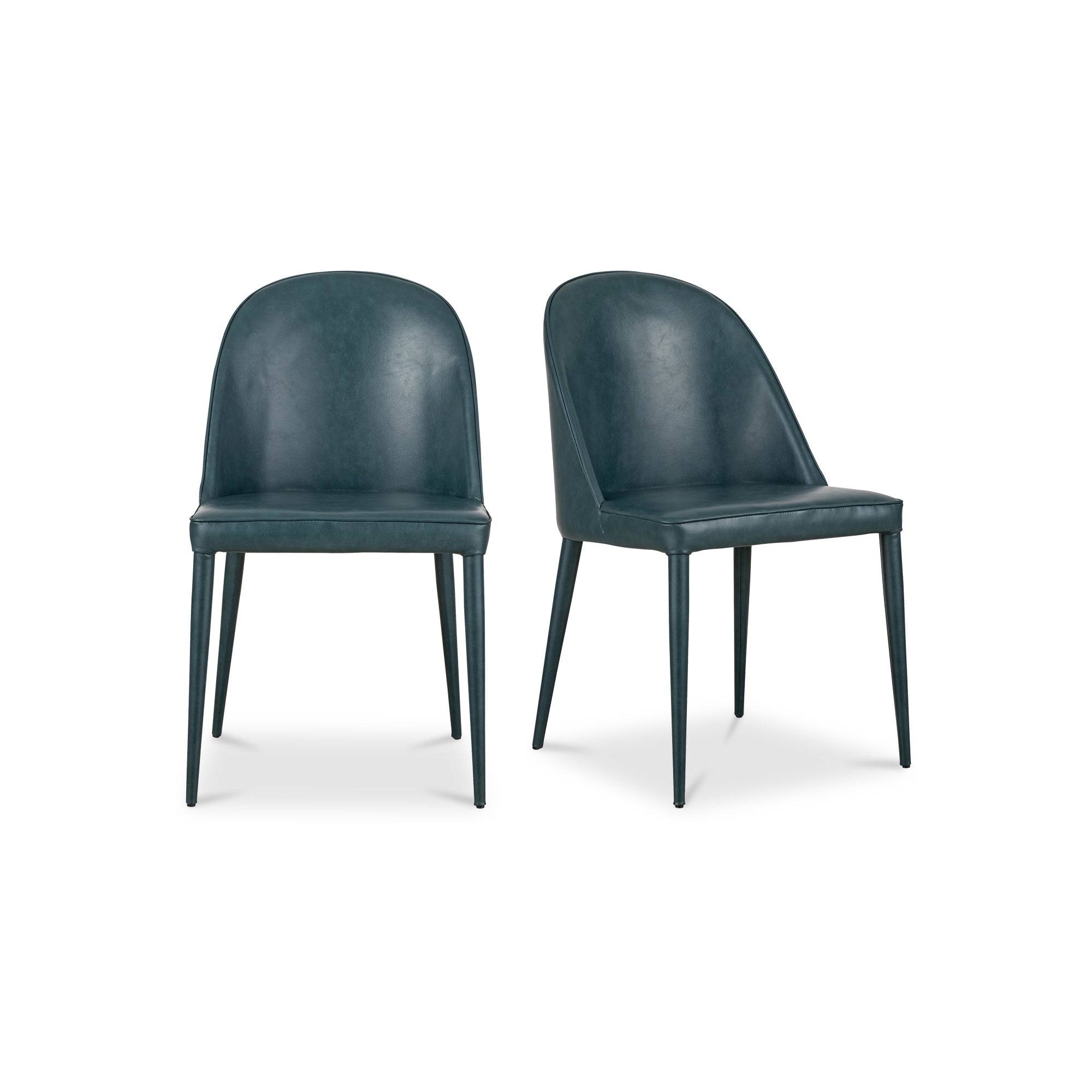 Moes Burton Dining Chair Dark Teal Vegan Leather - Set Of Two YM-1002-36