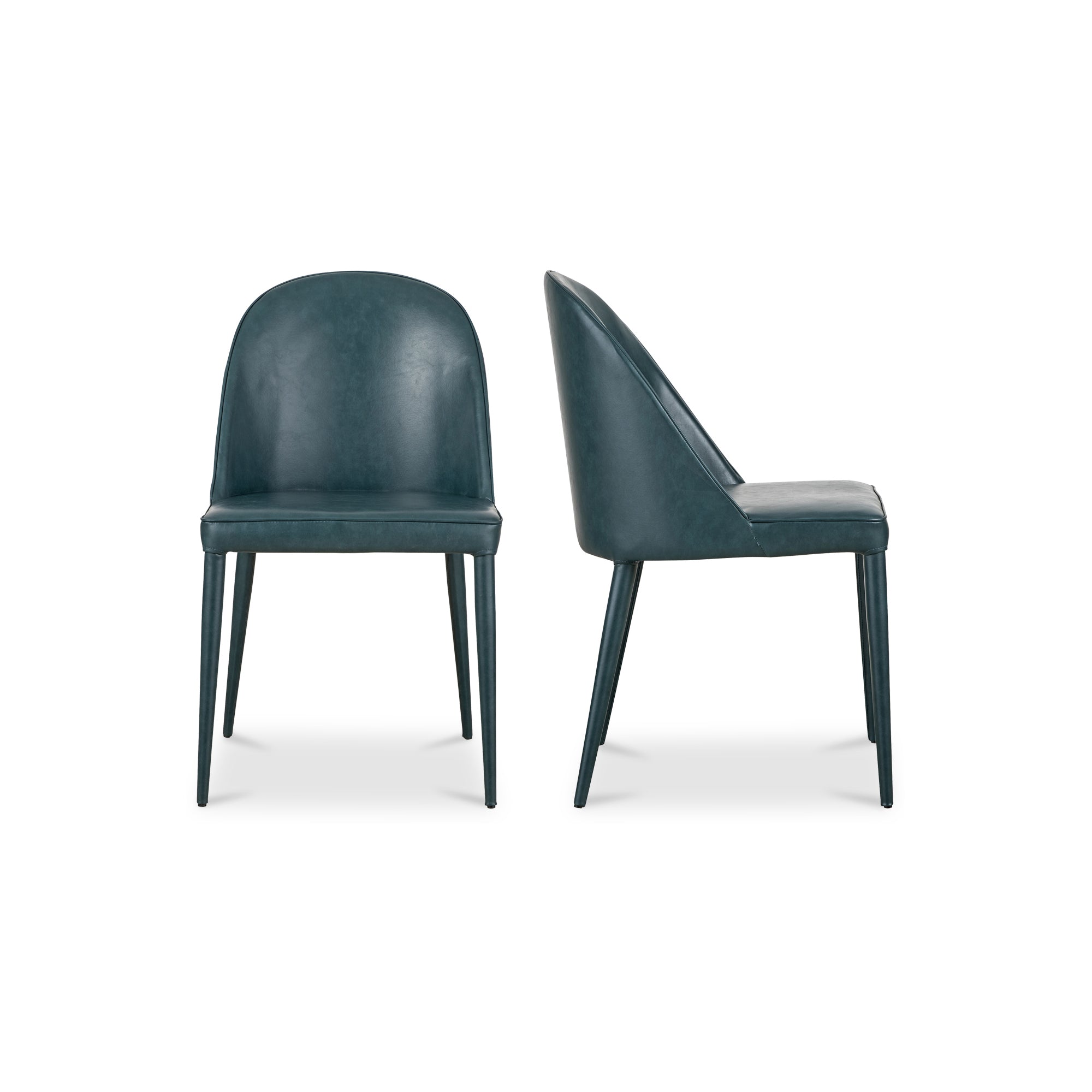 Moes Burton Dining Chair Dark Teal Vegan Leather - Set Of Two YM-1002-36