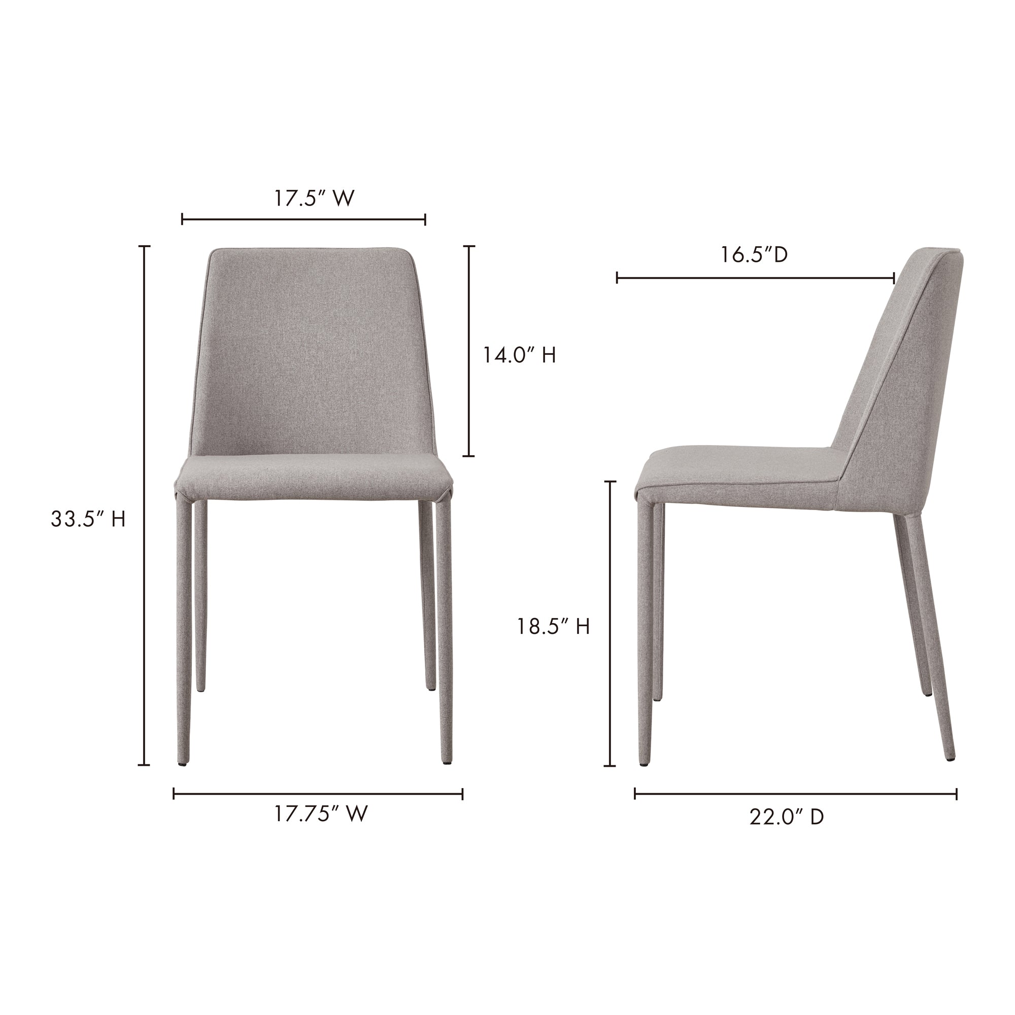 Moes Nora Dining Chair Light Grey - Set Of Two YM-1003-15