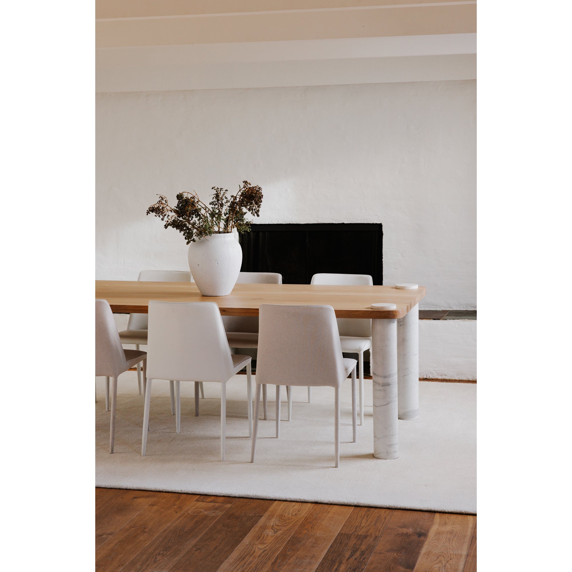 Moes Nora Dining Chair White Vegan Leather - Set Of Two YM-1004-18