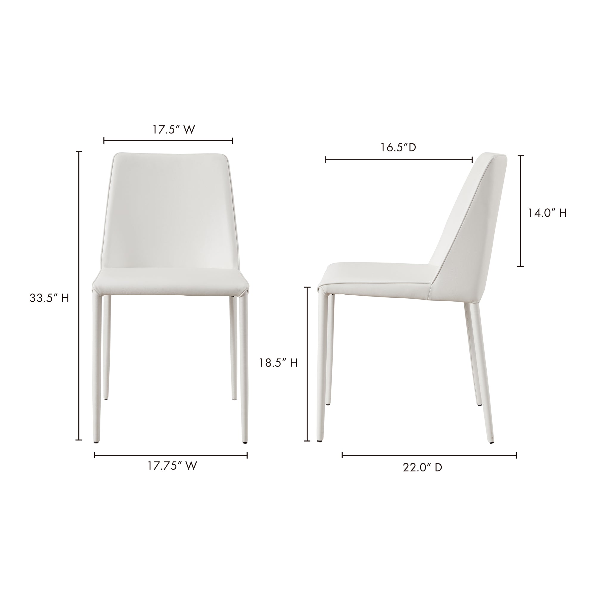 Moes Nora Dining Chair White Vegan Leather - Set Of Two YM-1004-18