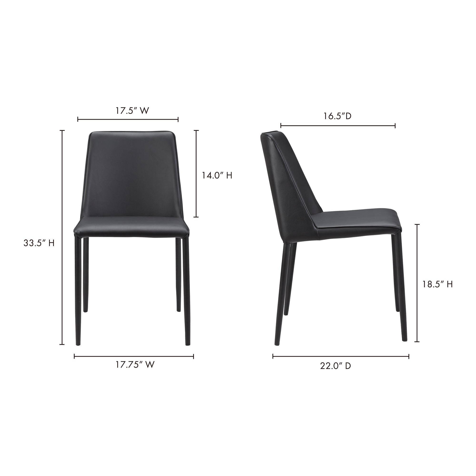 Moes Nora Dining Chair Black Vegan Leather - Set Of Two YM-1004-29