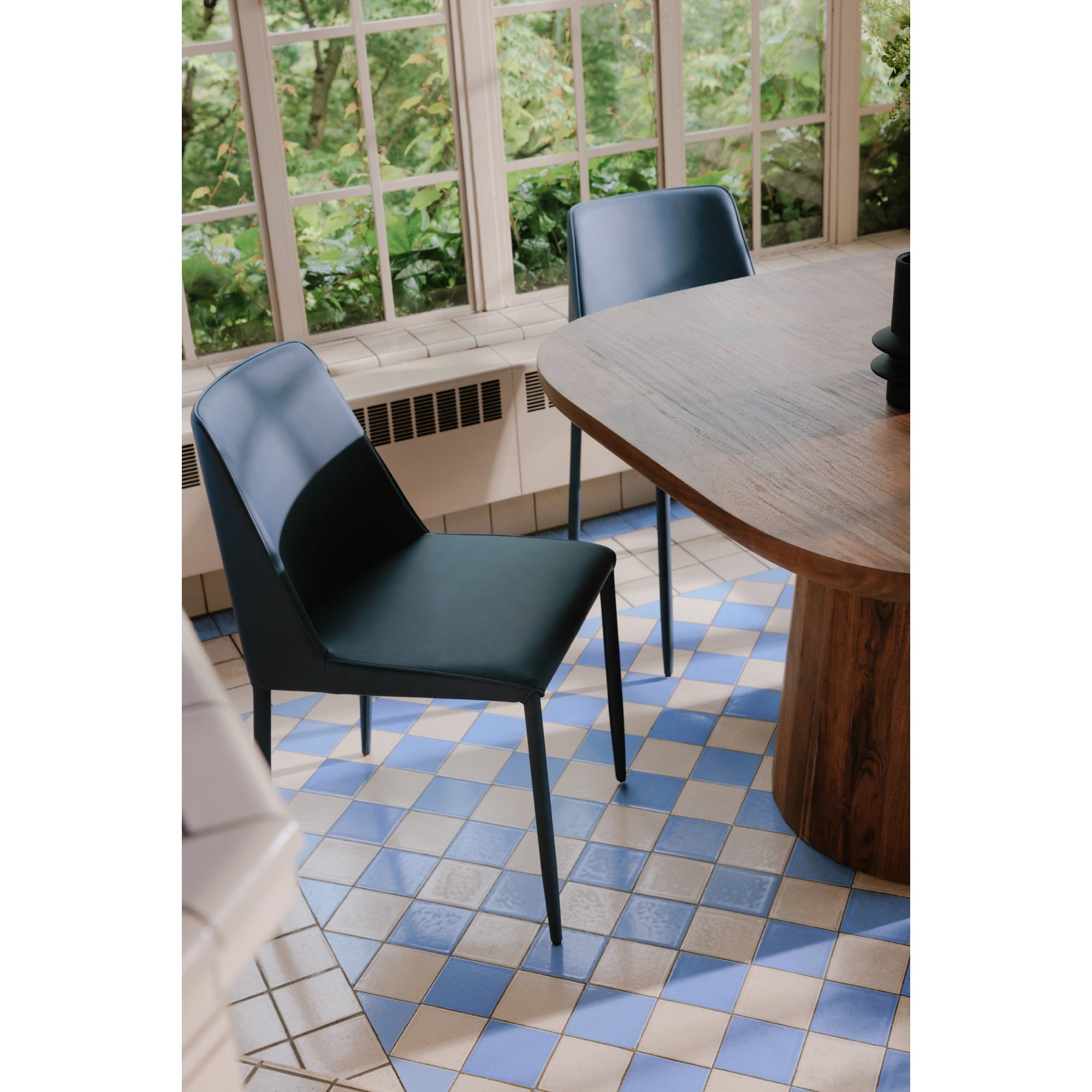Moes Nora Dining Chair Ocean Cavern Grey Vegan Leather - Set Of Two YM-1004-41
