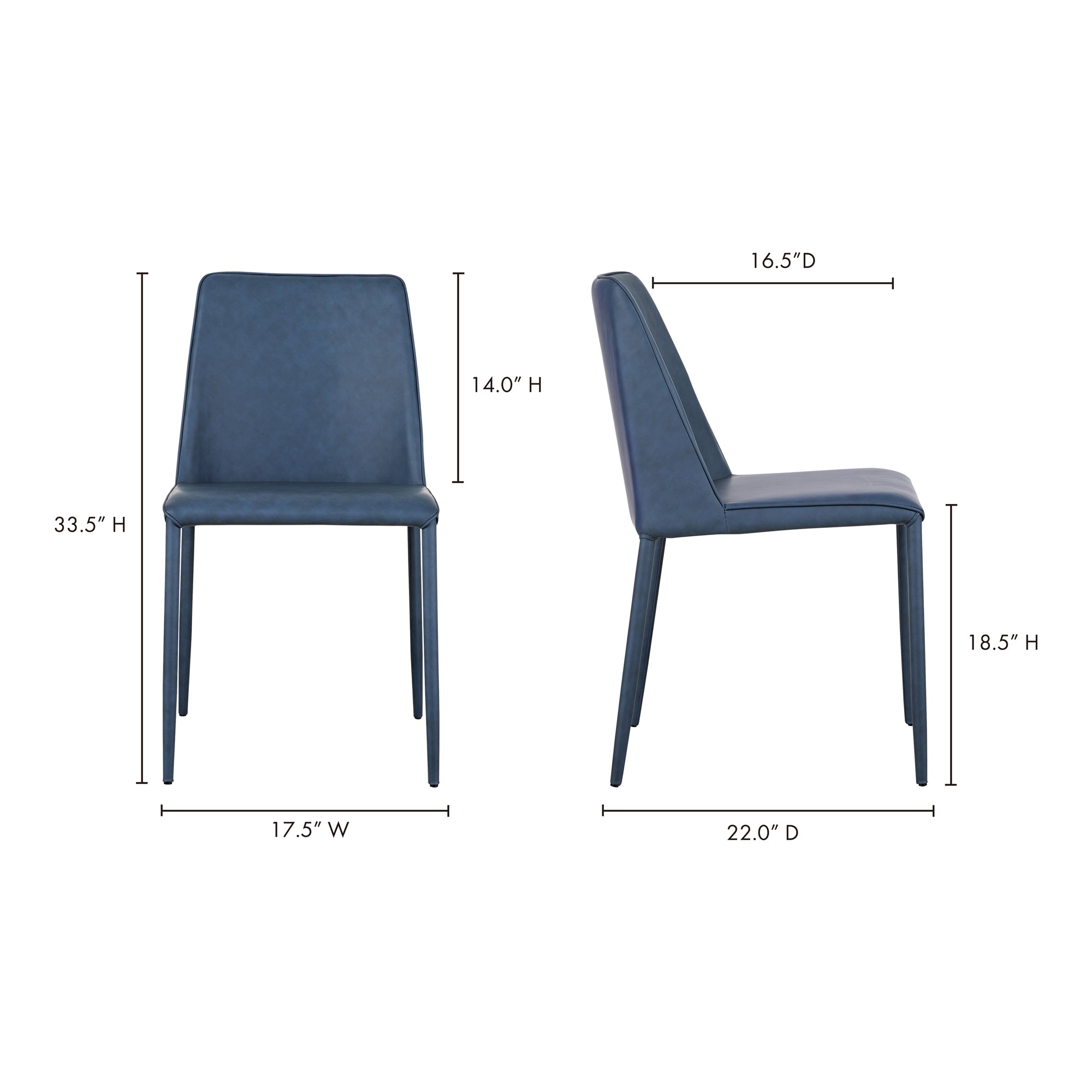 Moes Nora Dining Chair Ocean Cavern Grey Vegan Leather - Set Of Two YM-1004-41