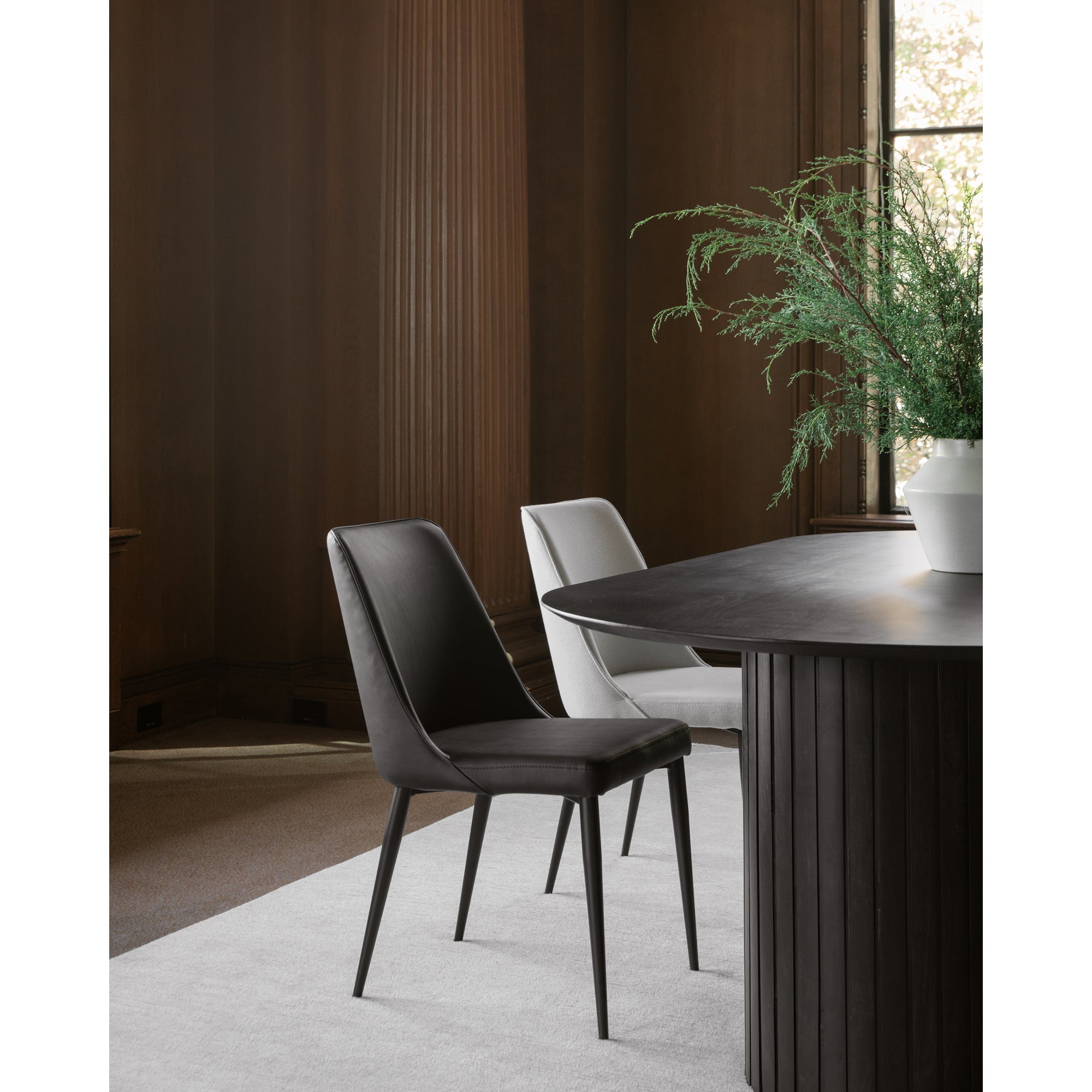 Moes Lula Dining Chair Black Vegan Leather - Set Of Two YM-1006-02