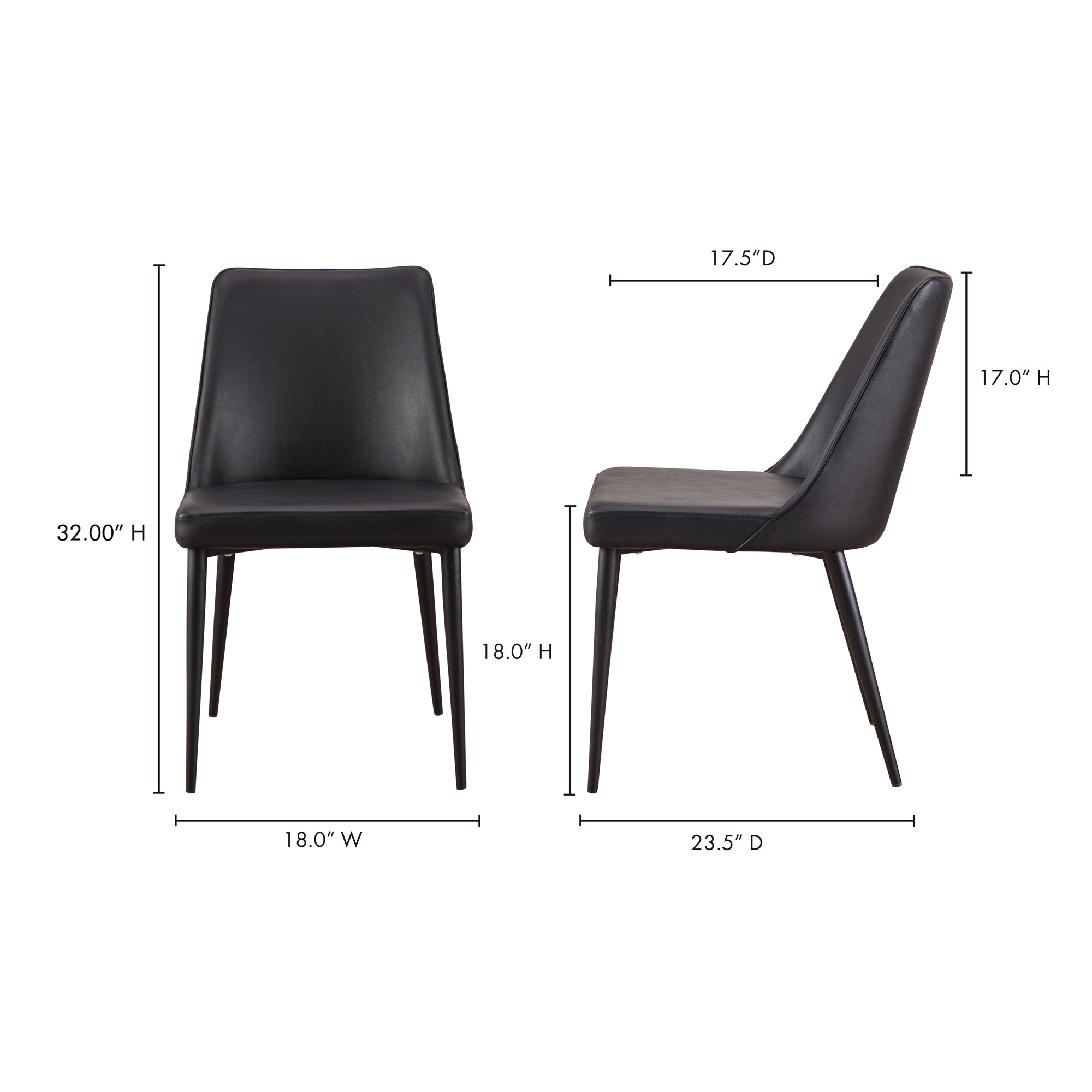 Moes Lula Dining Chair Black Vegan Leather - Set Of Two YM-1006-02