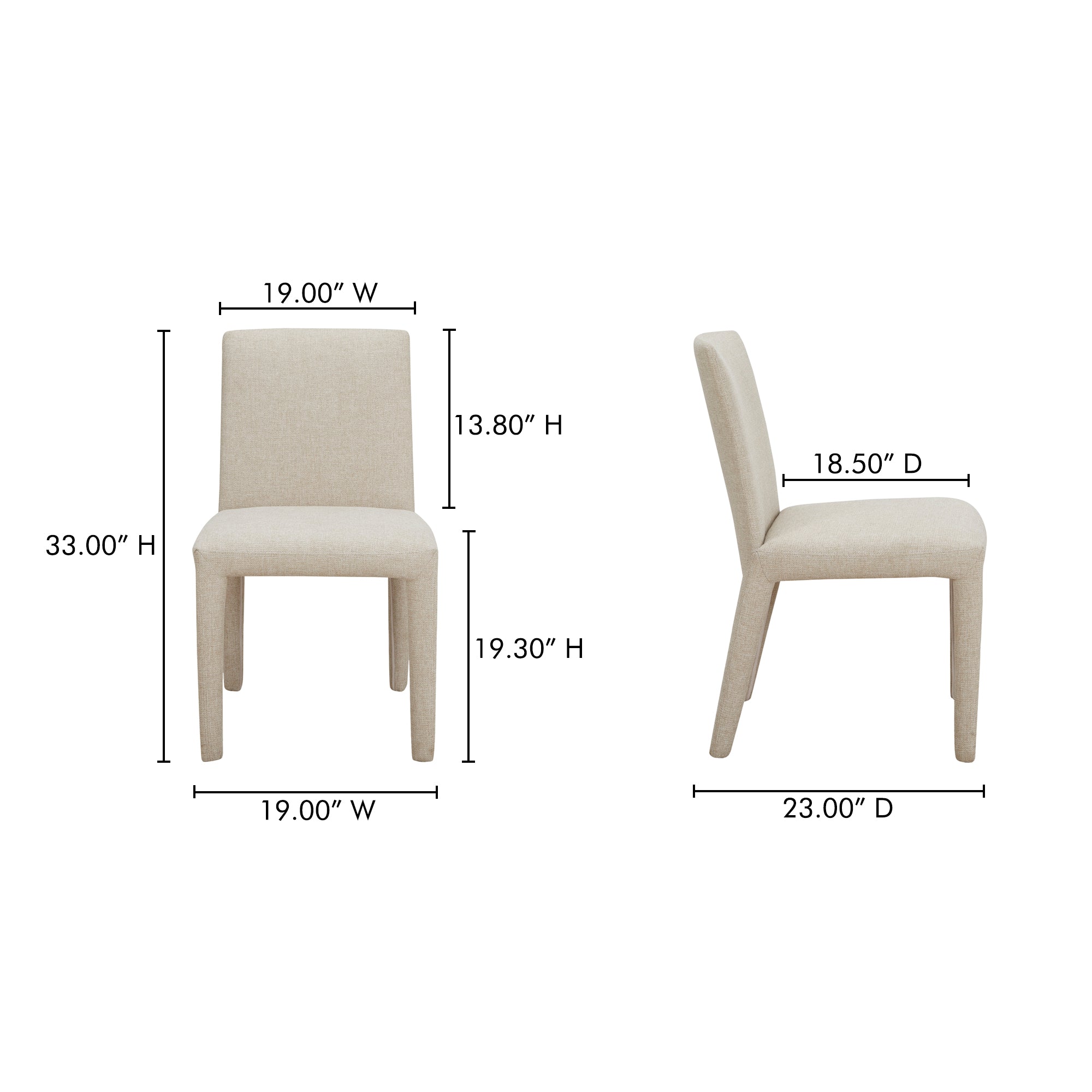 Moes Monte Dining Chair Beige - Set Of Two YM-1008-34