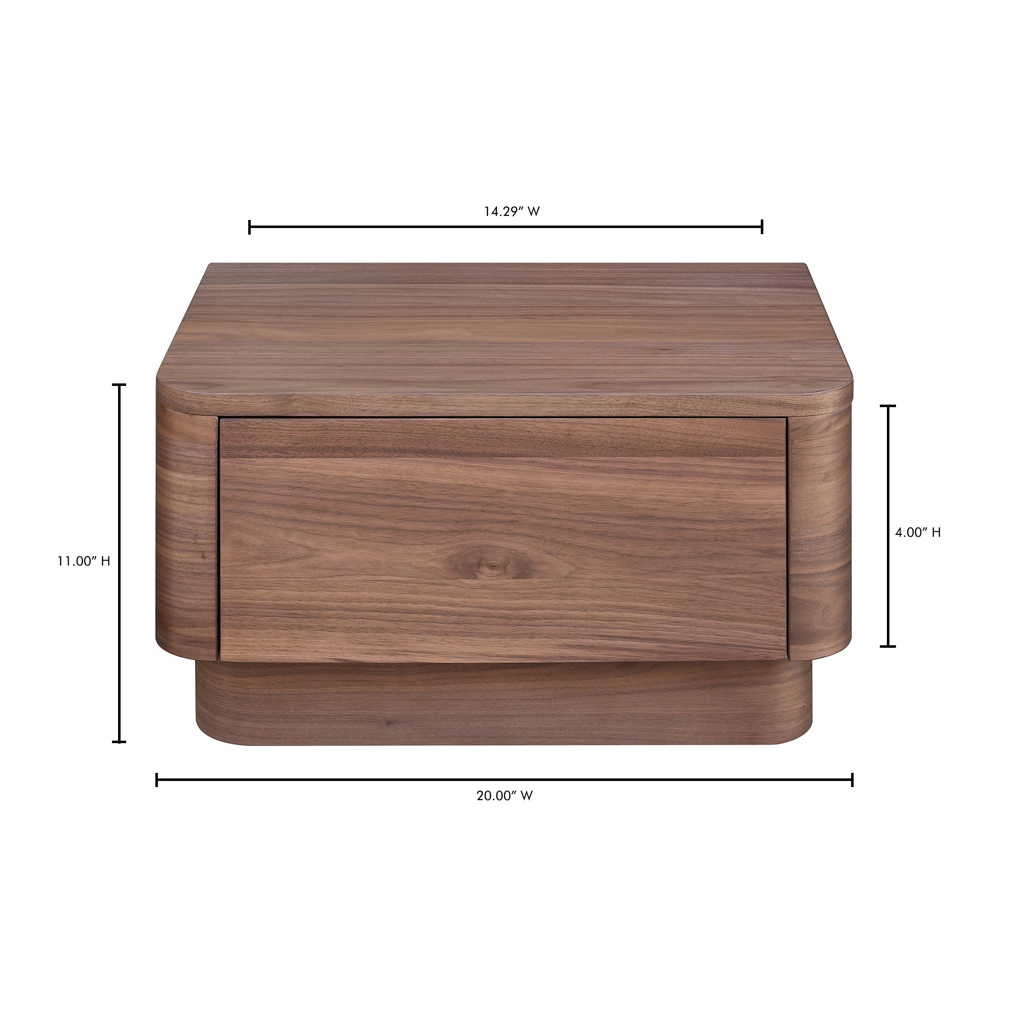 Moes Round Off Small Nightstand Walnut YR-1001-03
