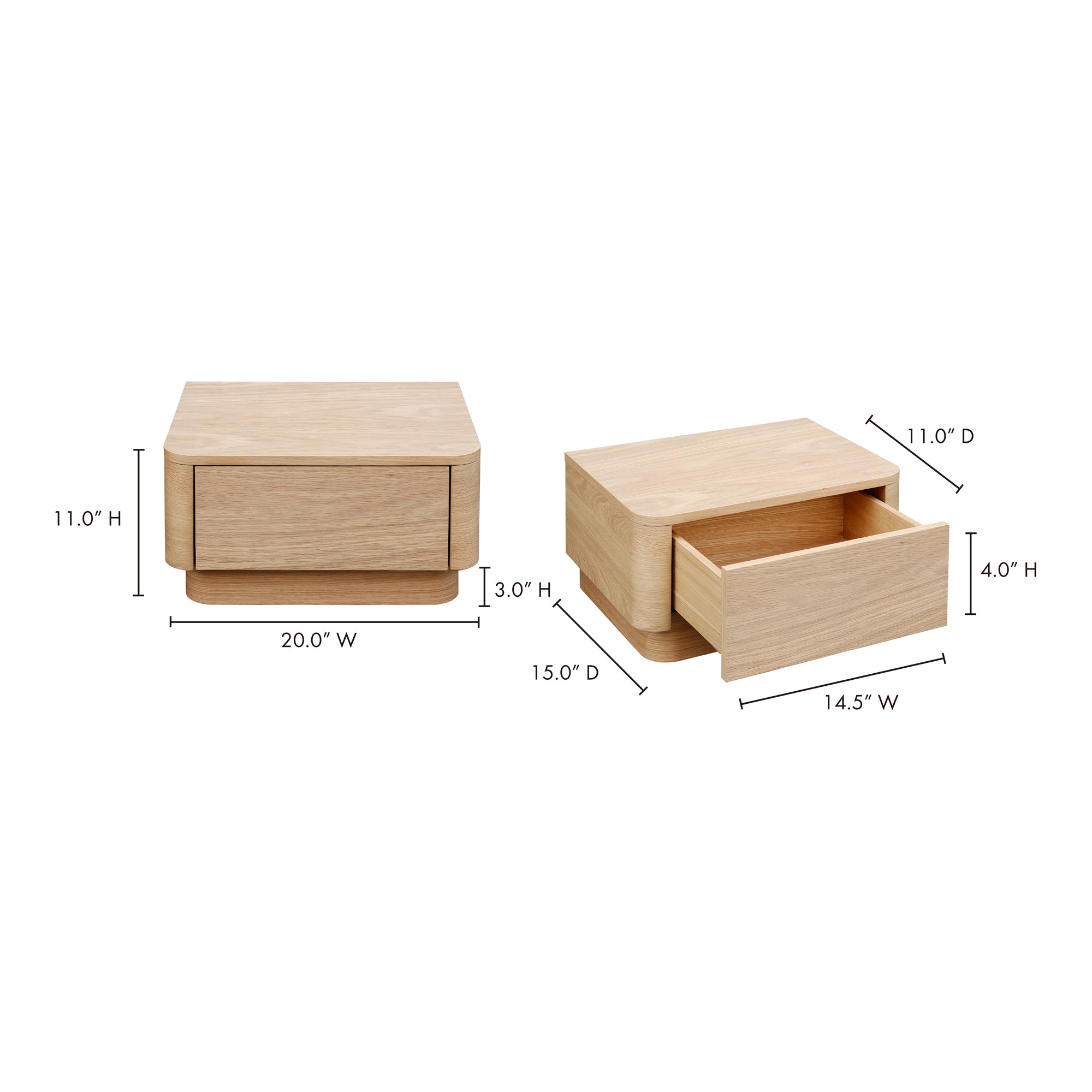 Moes Round Off Small Nightstand Light Oak Brown YR-1001-21
