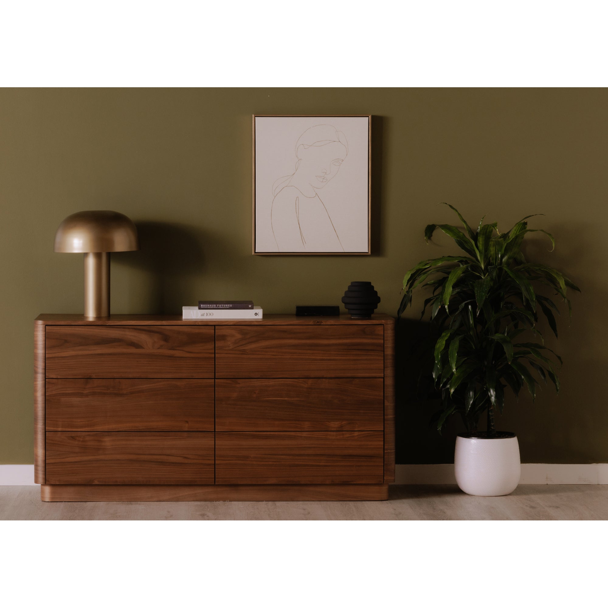Moes Round Off Dresser Walnut Brown YR-1003-03