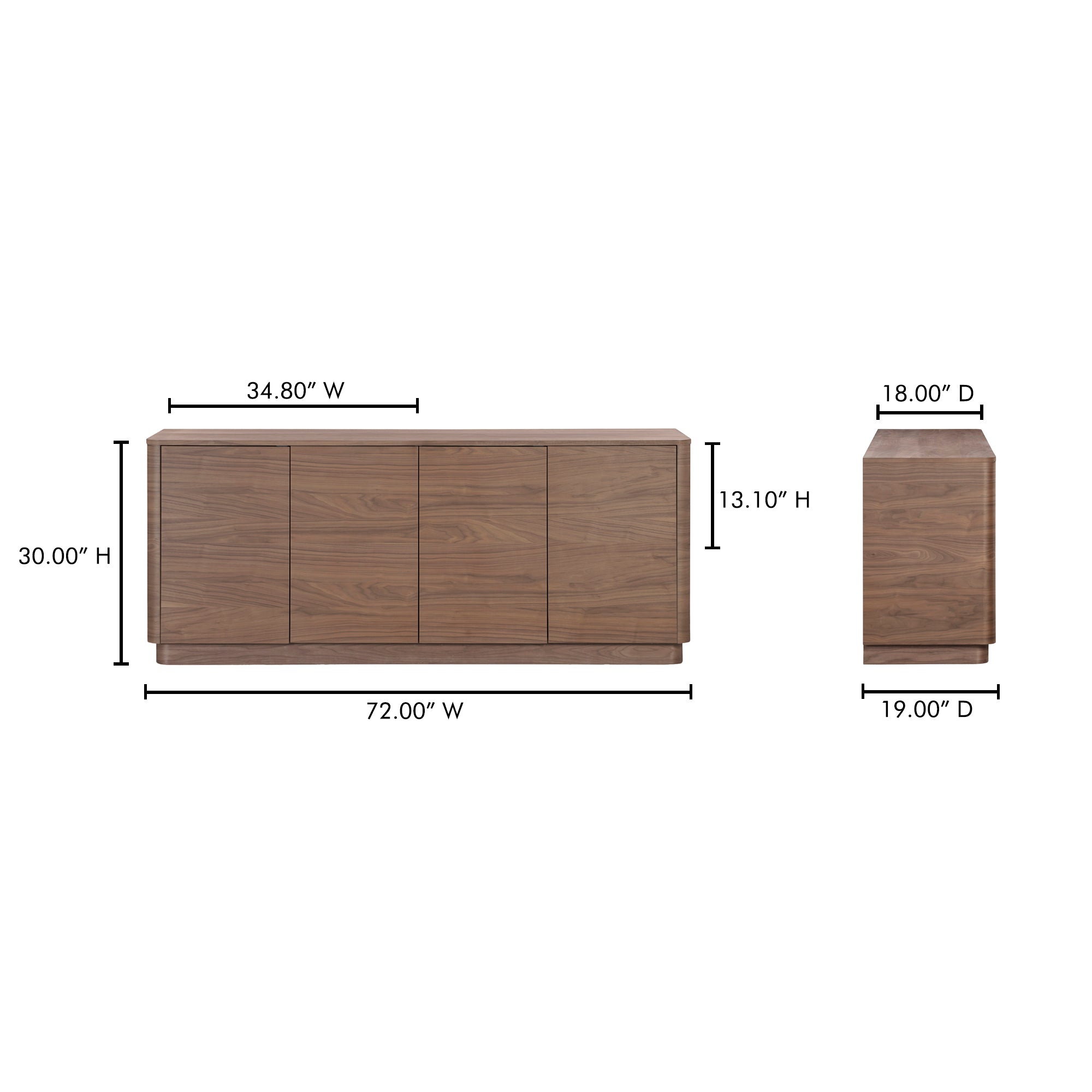 Moes Round Off Sideboard Walnut Brown YR-1008-03