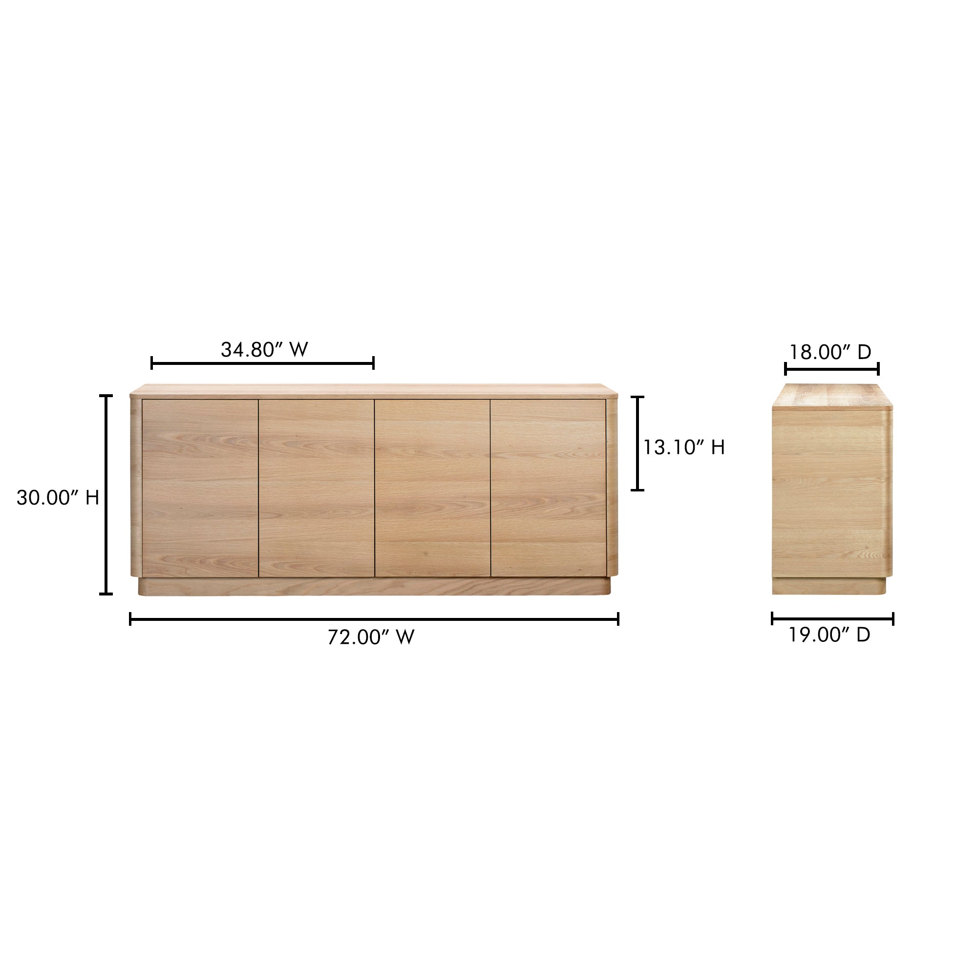 Moes Round Off Sideboard Natural Oak YR-1008-24